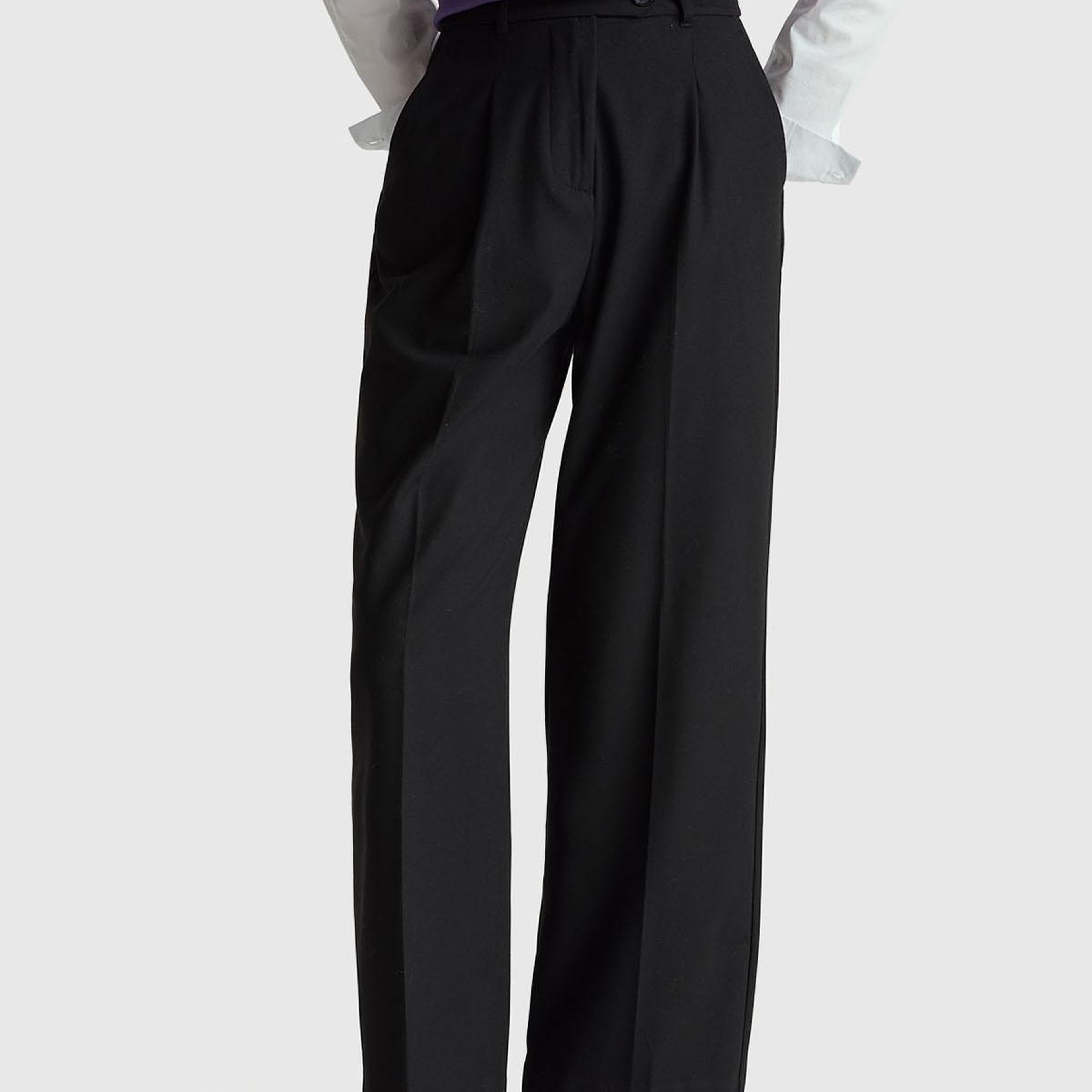 Kadın Siyah Viskoz Karışımlı Cepli Önden Fermuarlı Pantolon