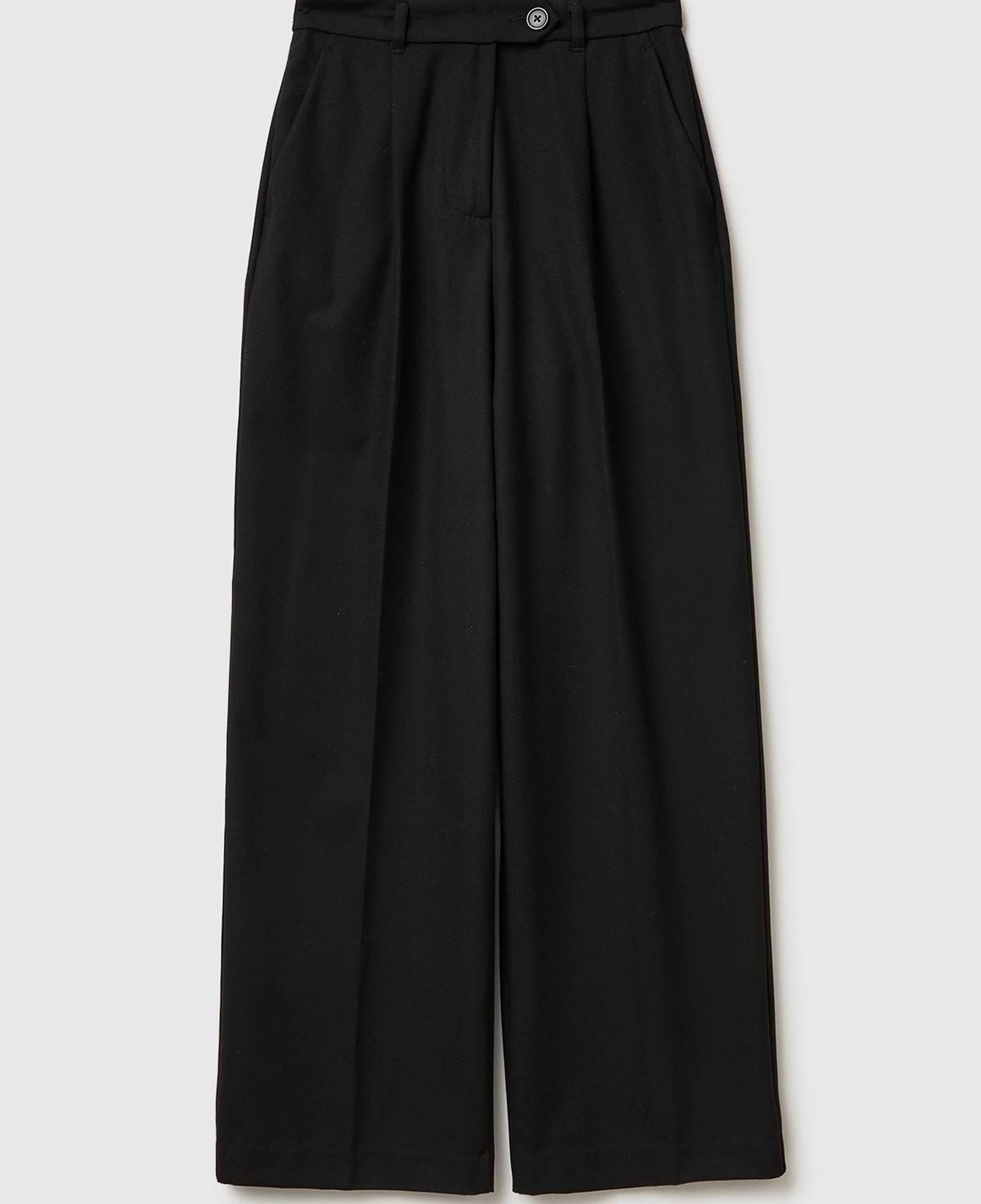 Kadın Siyah Viskoz Karışımlı Cepli Önden Fermuarlı Pantolon