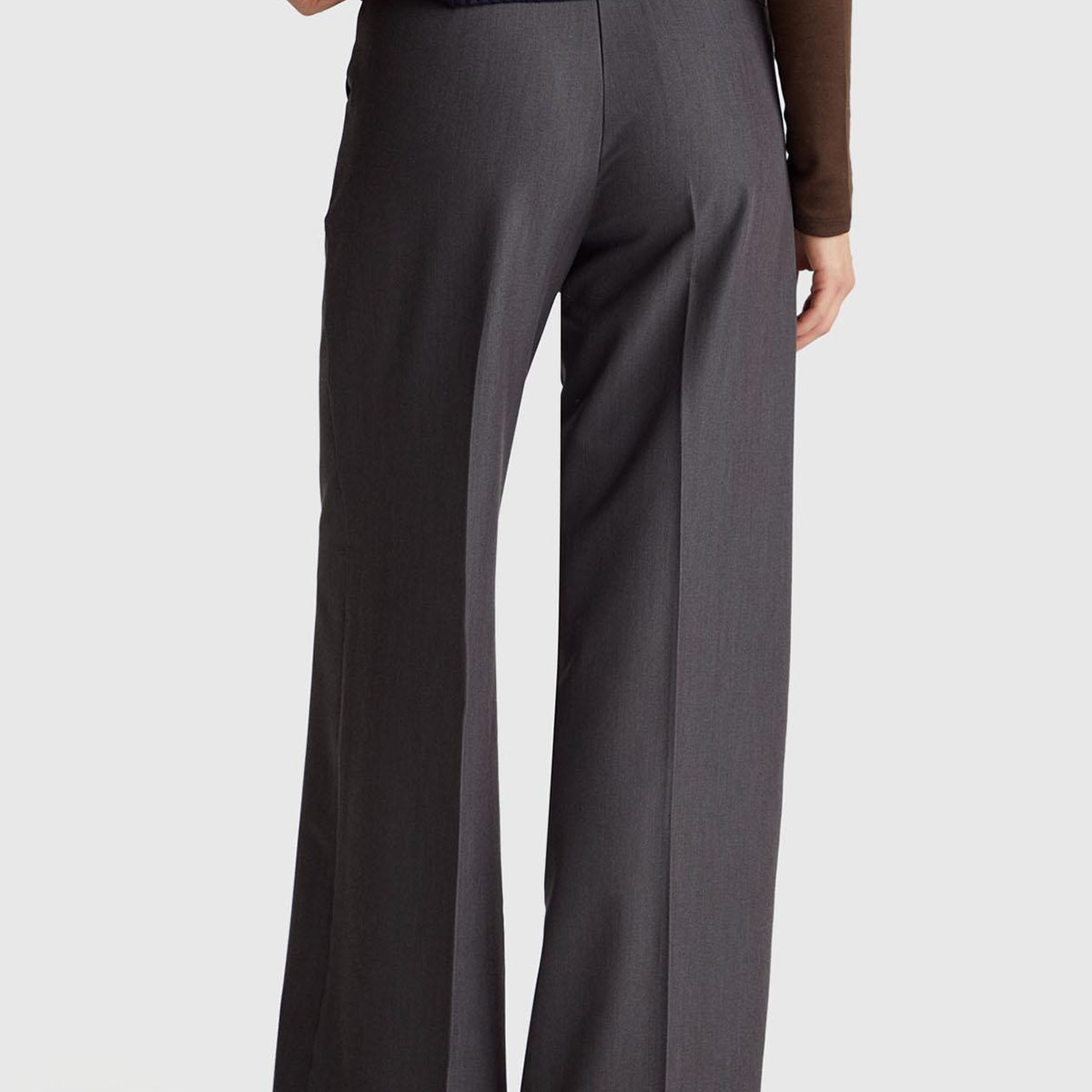 Kadın Antrasit Streç Kumaşlı Yüksek Bel Wide Leg Pantolon