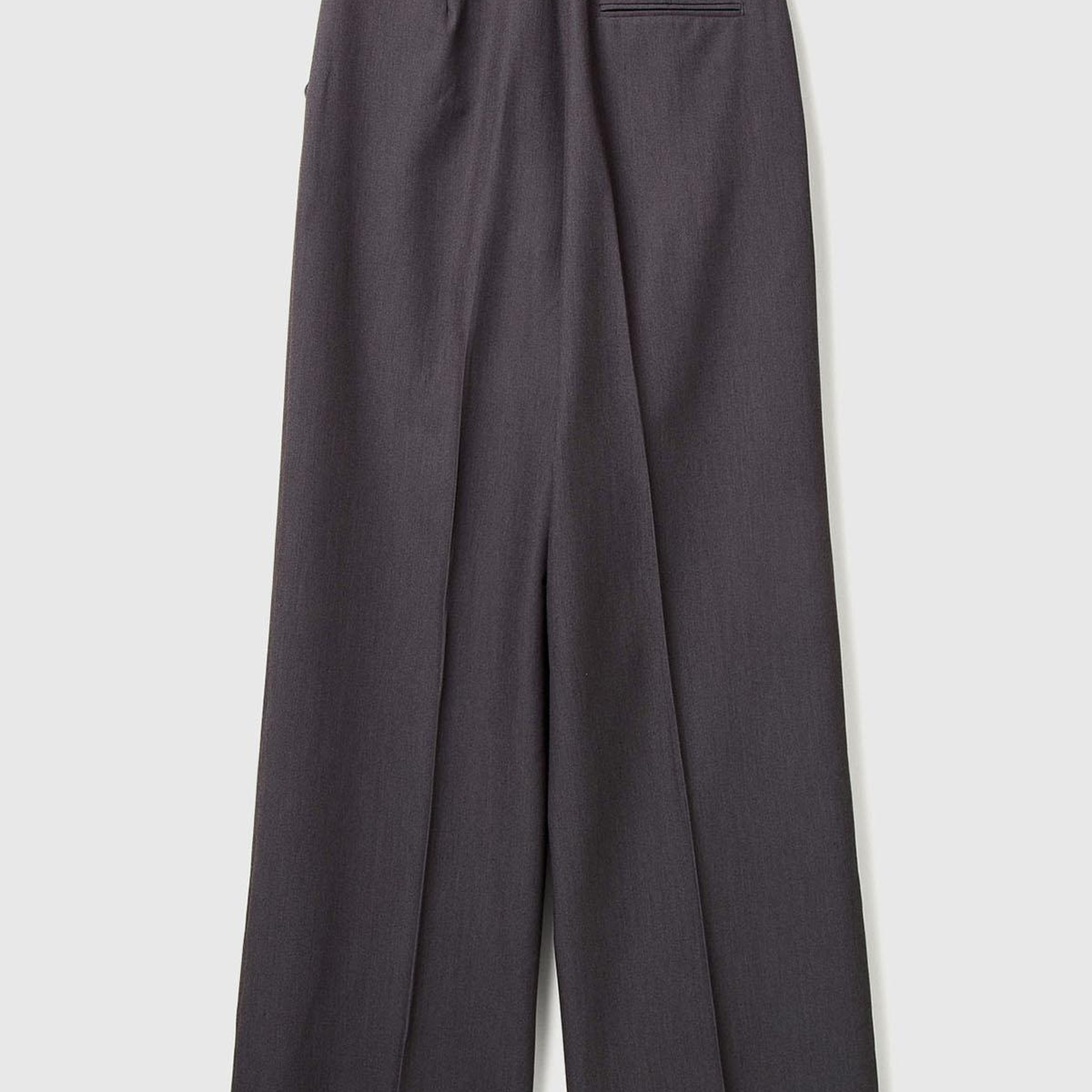 Kadın Antrasit Streç Kumaşlı Yüksek Bel Wide Leg Pantolon