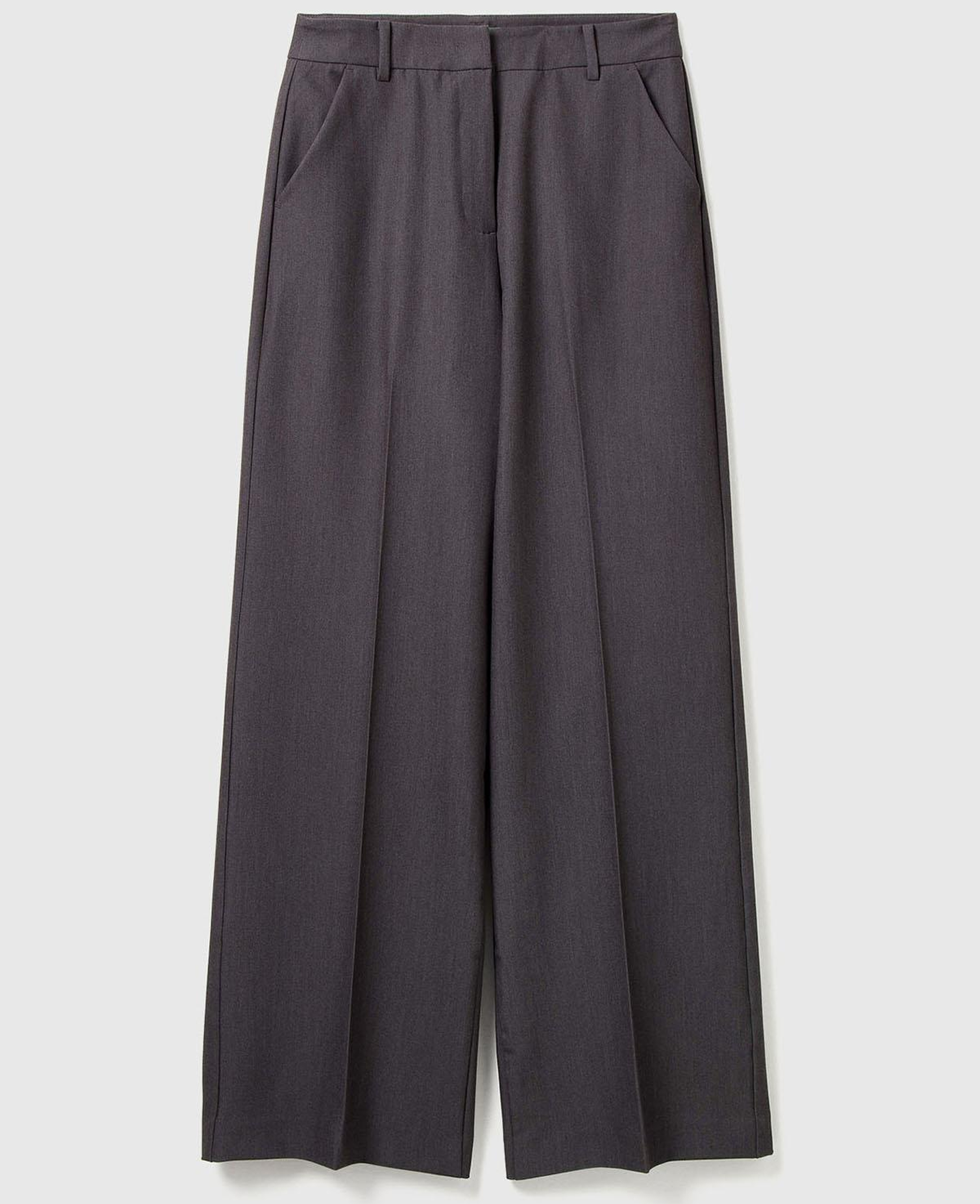 Kadın Antrasit Streç Kumaşlı Yüksek Bel Wide Leg Pantolon