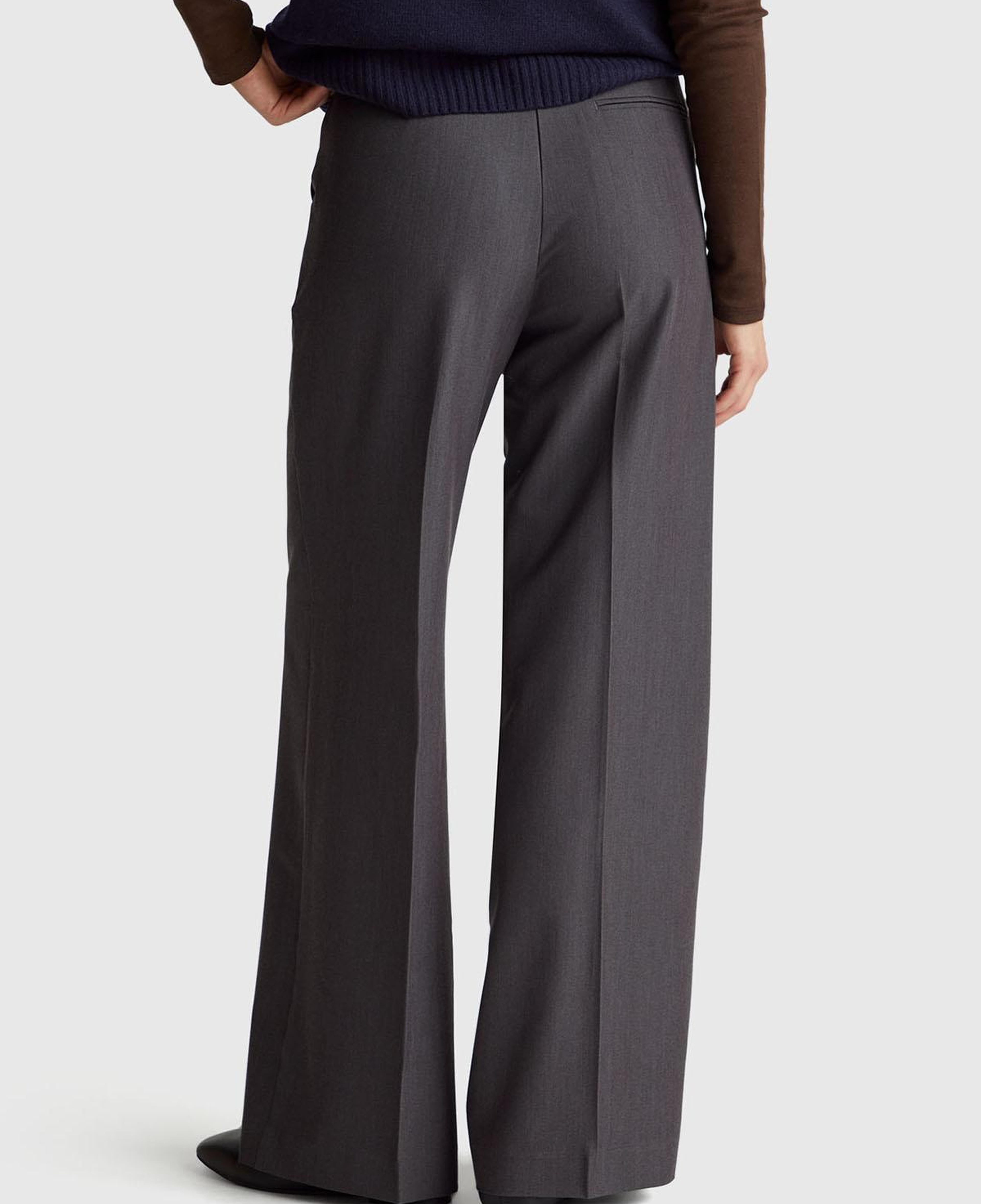 Kadın Antrasit Streç Kumaşlı Yüksek Bel Wide Leg Pantolon