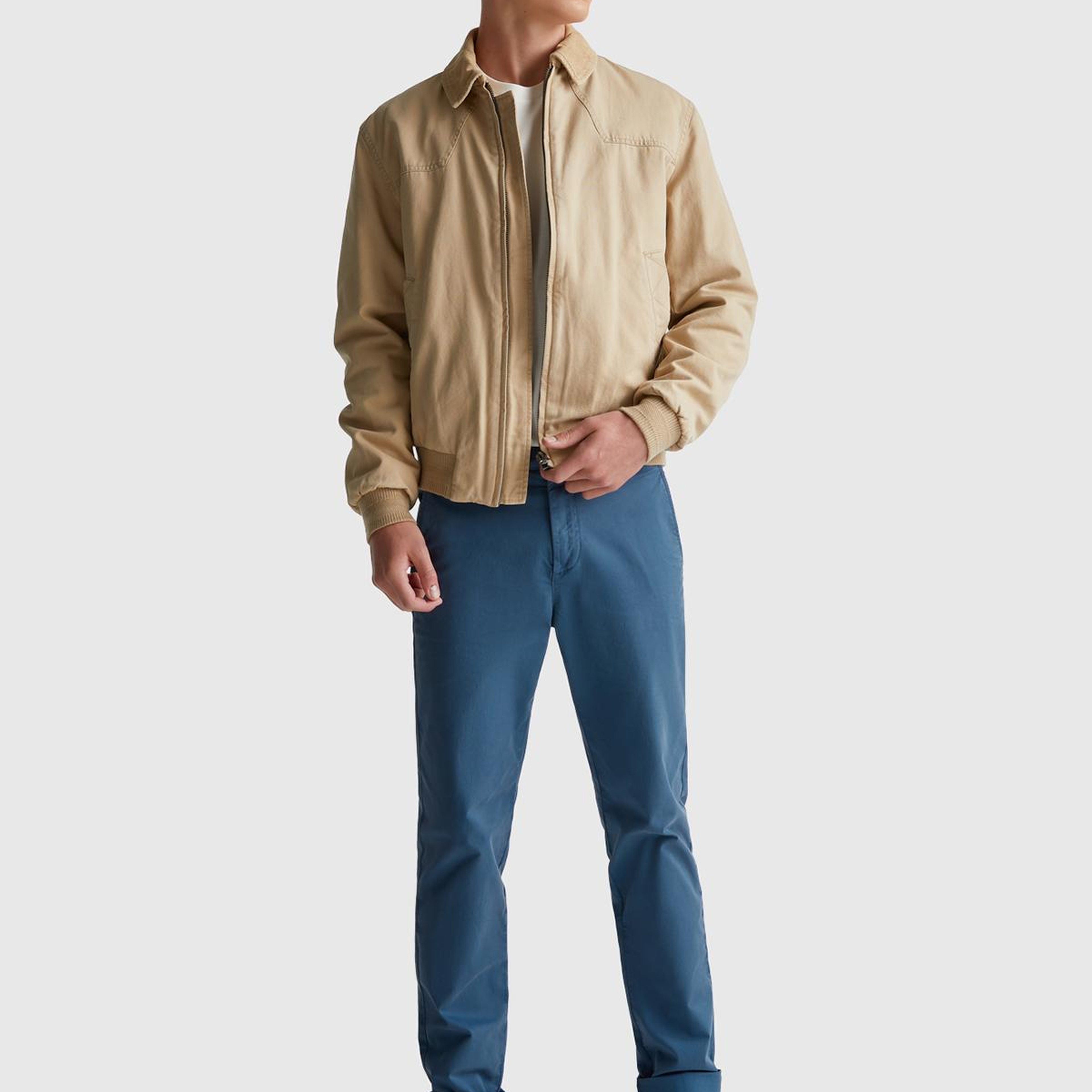 Erkek Havacı Mavi Slim Fit Chino Pantolon