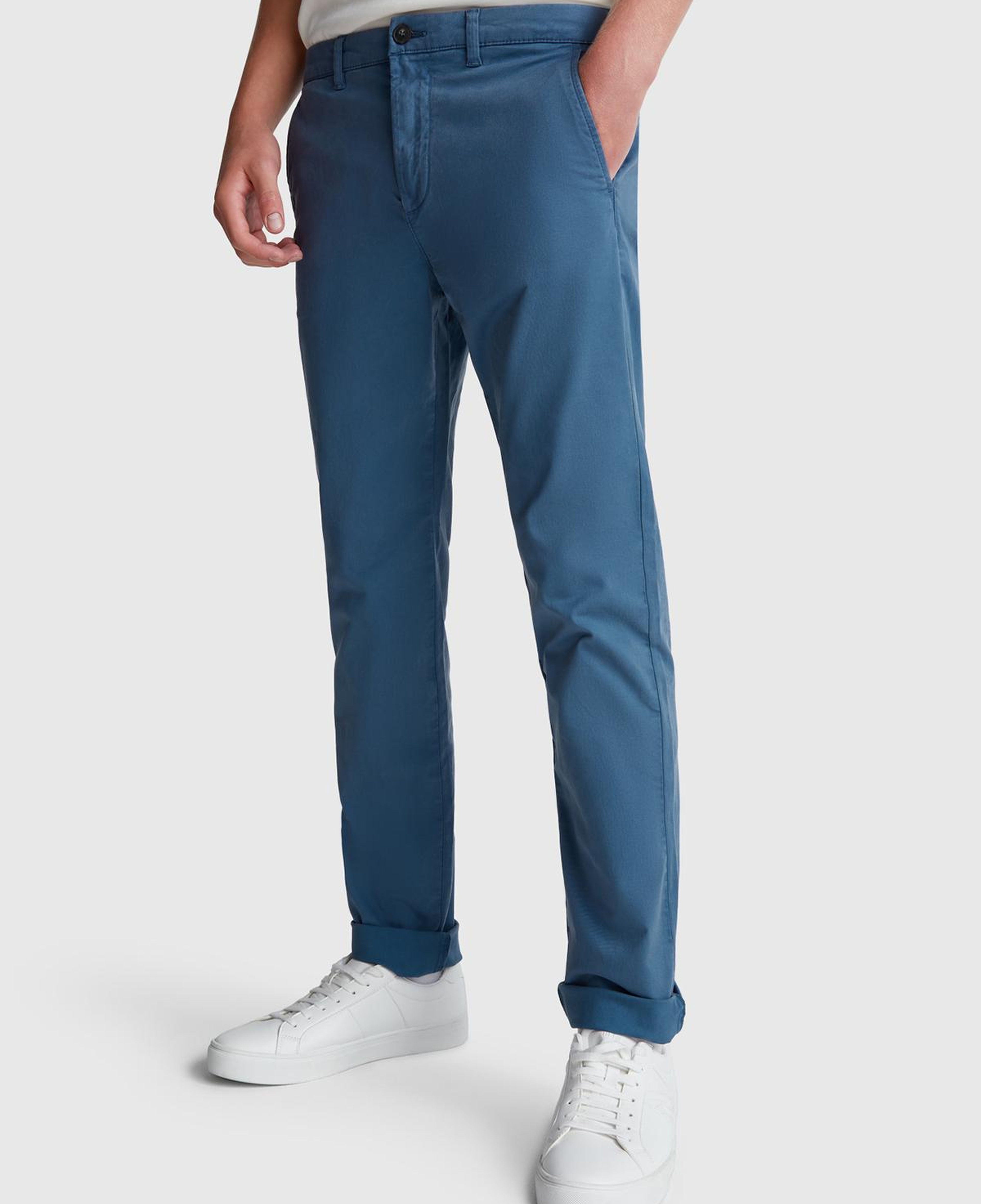 Erkek Havacı Mavi Slim Fit Chino Pantolon