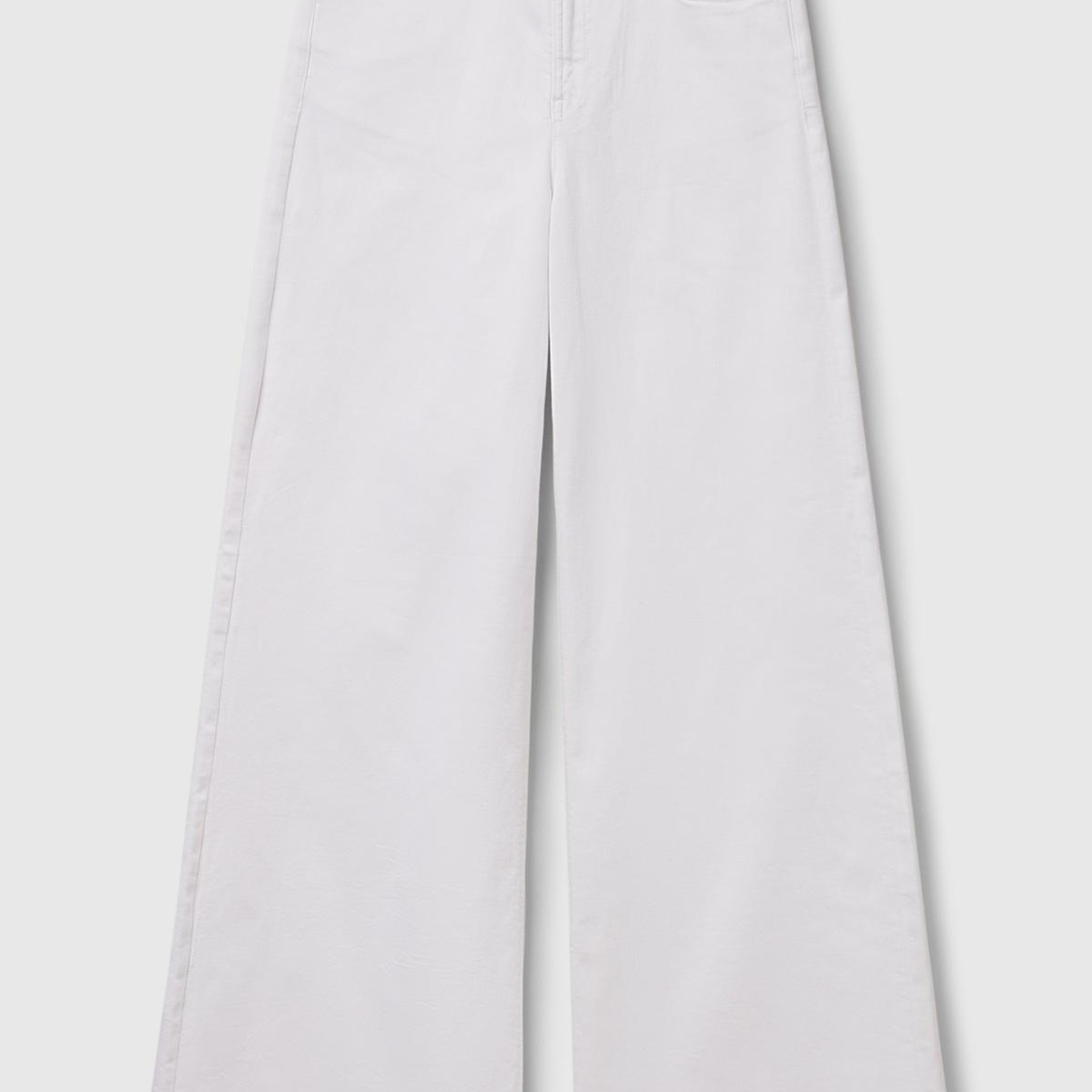 Kadın Beyaz Streç Pamuklu Arkası Logo Etiketli Bol Kesim Pantolon