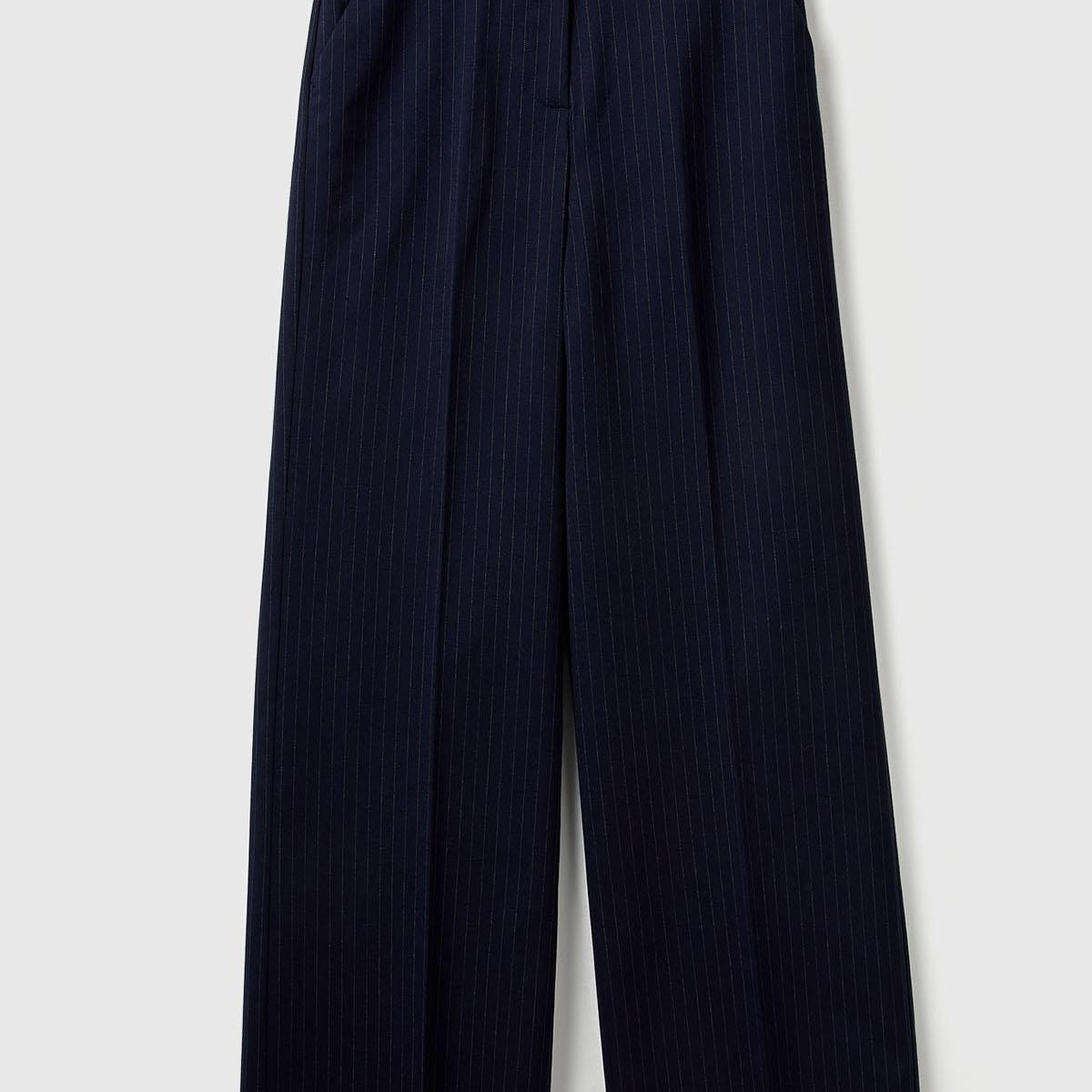 Kadın Lacivert Desenli Viskoz Karışımlı Cepli Bol Paça Pantolon