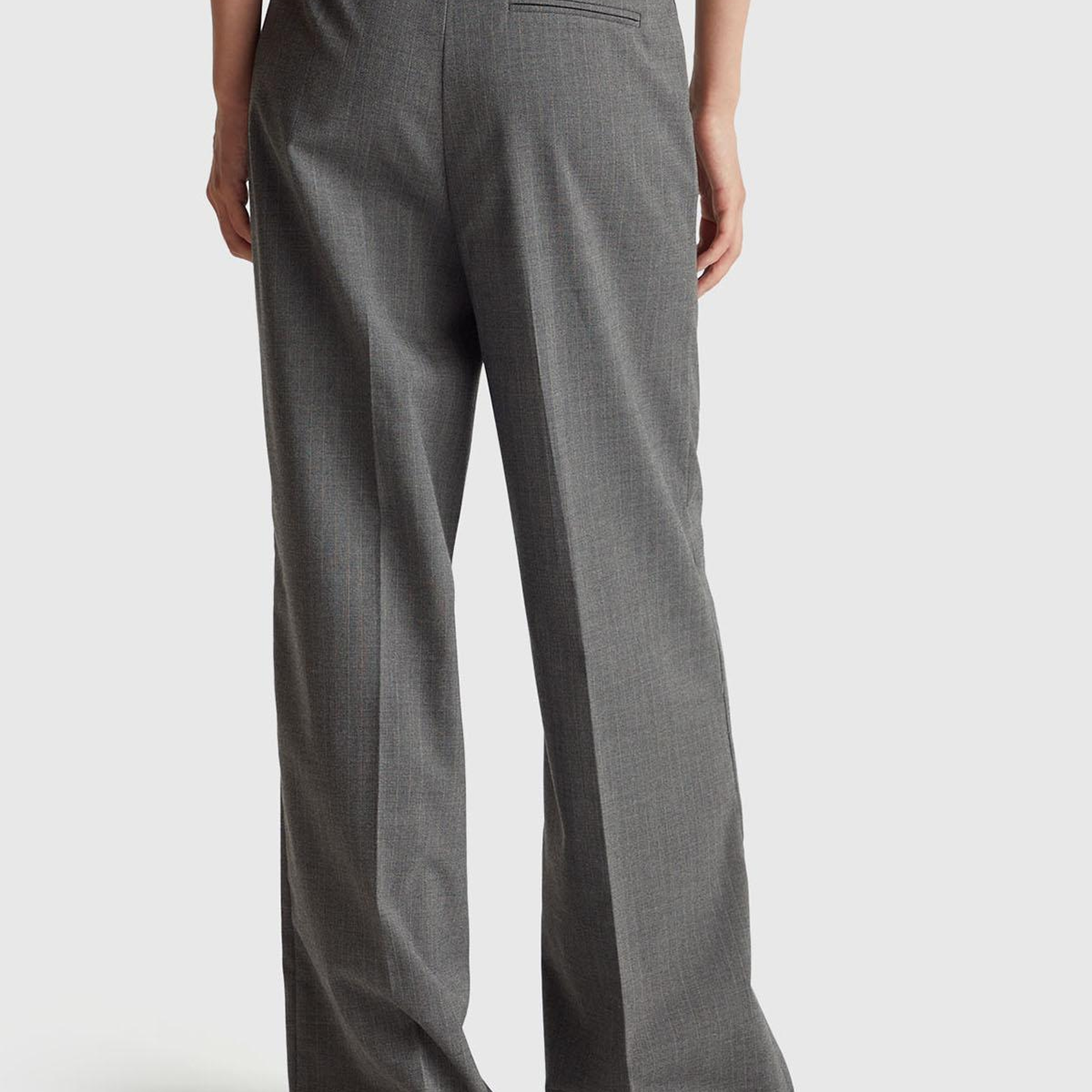 Kadın Koyu Gri  Viskoz Karışımlı Cepli Bol Paça Pantolon