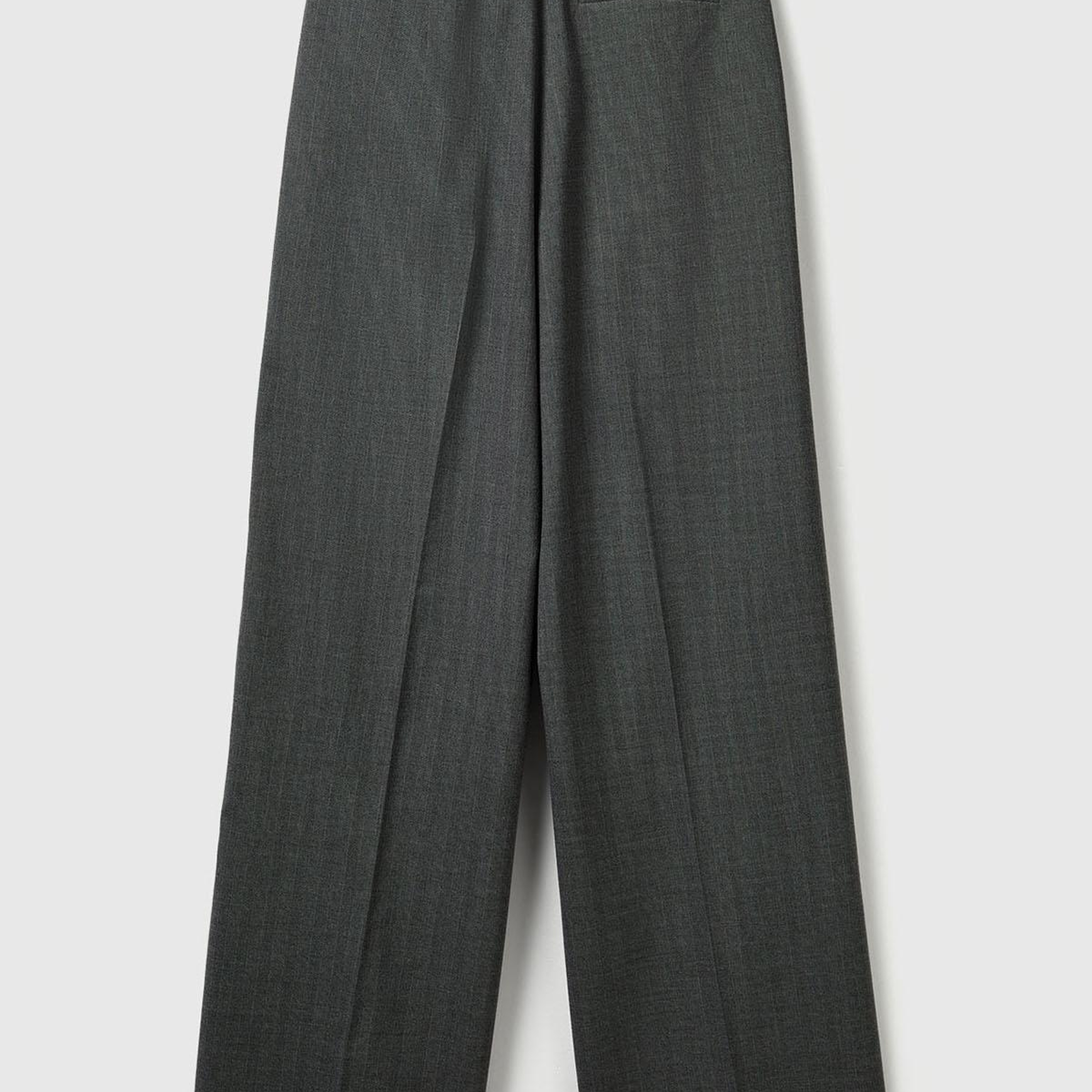 Kadın Koyu Gri  Viskoz Karışımlı Cepli Bol Paça Pantolon