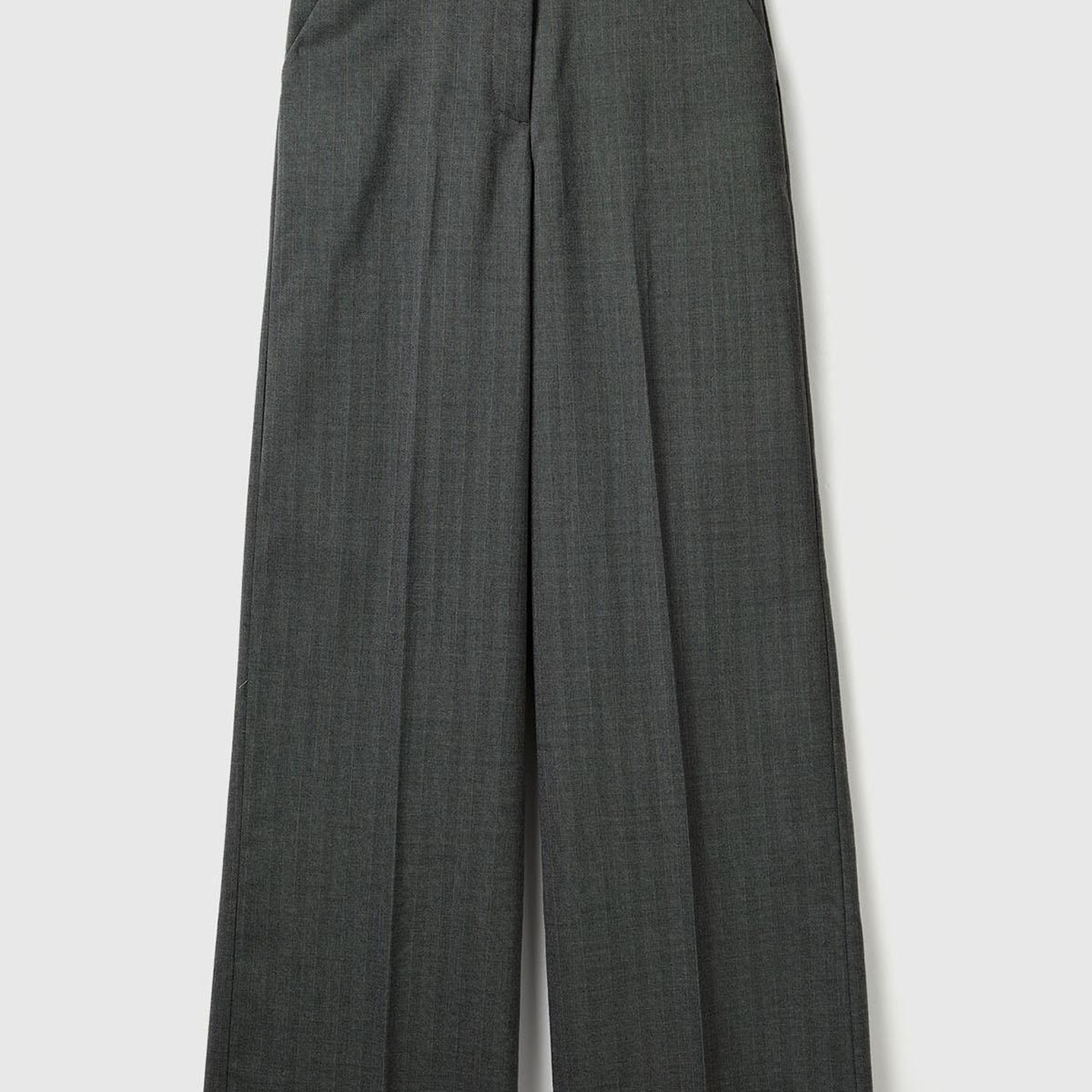 Kadın Koyu Gri  Viskoz Karışımlı Cepli Bol Paça Pantolon