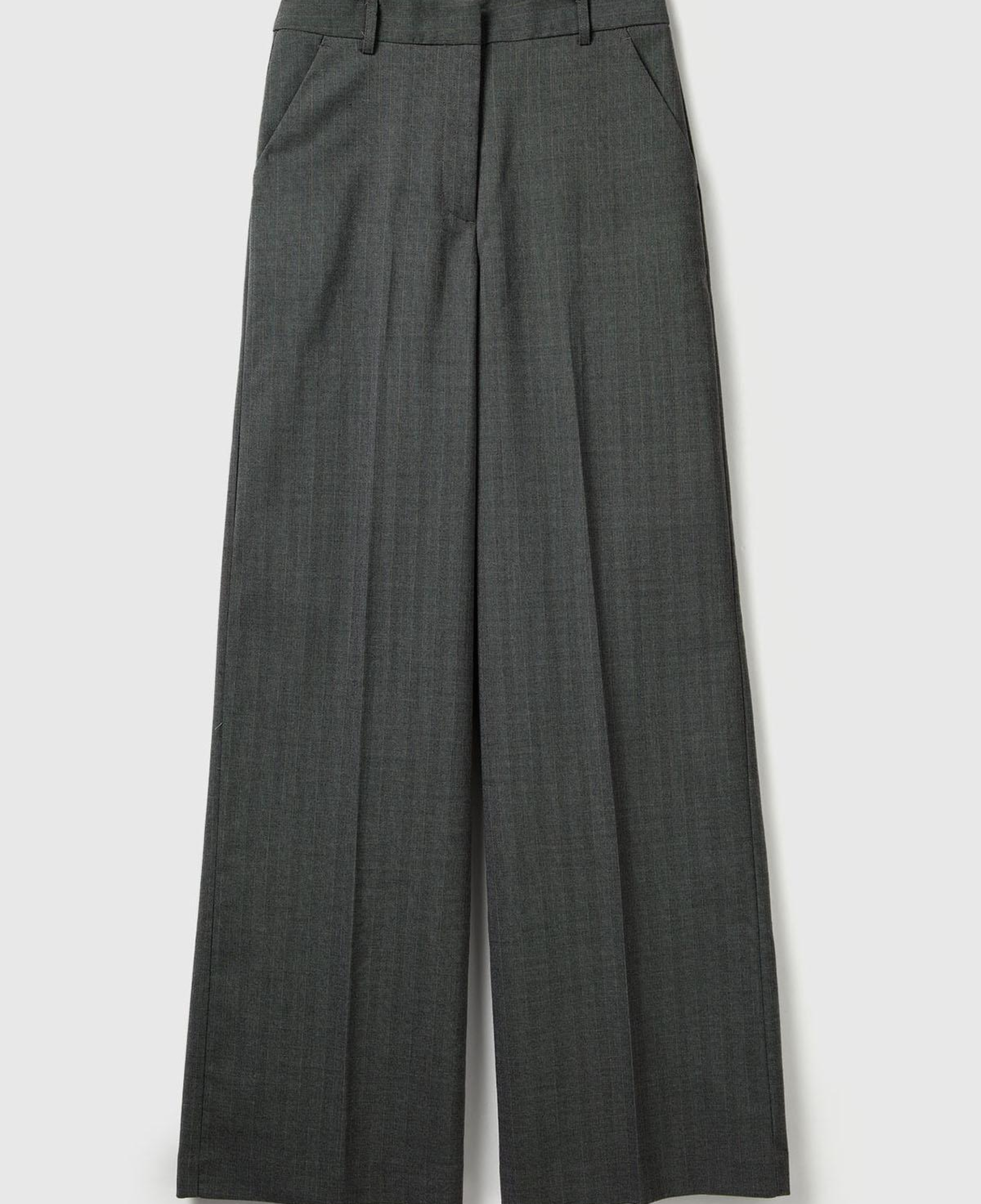 Kadın Koyu Gri  Viskoz Karışımlı Cepli Bol Paça Pantolon