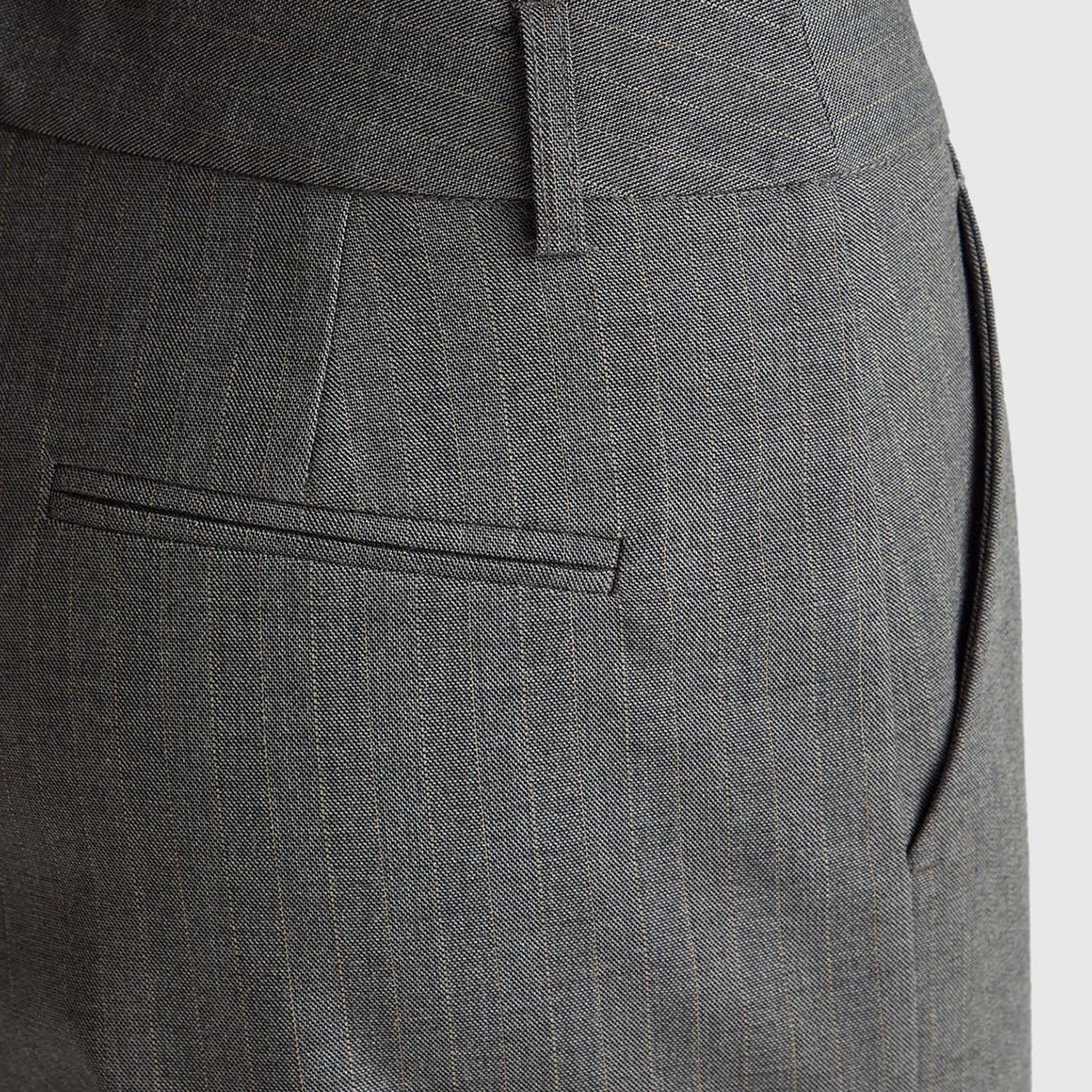 Kadın Koyu Gri  Viskoz Karışımlı Cepli Bol Paça Pantolon