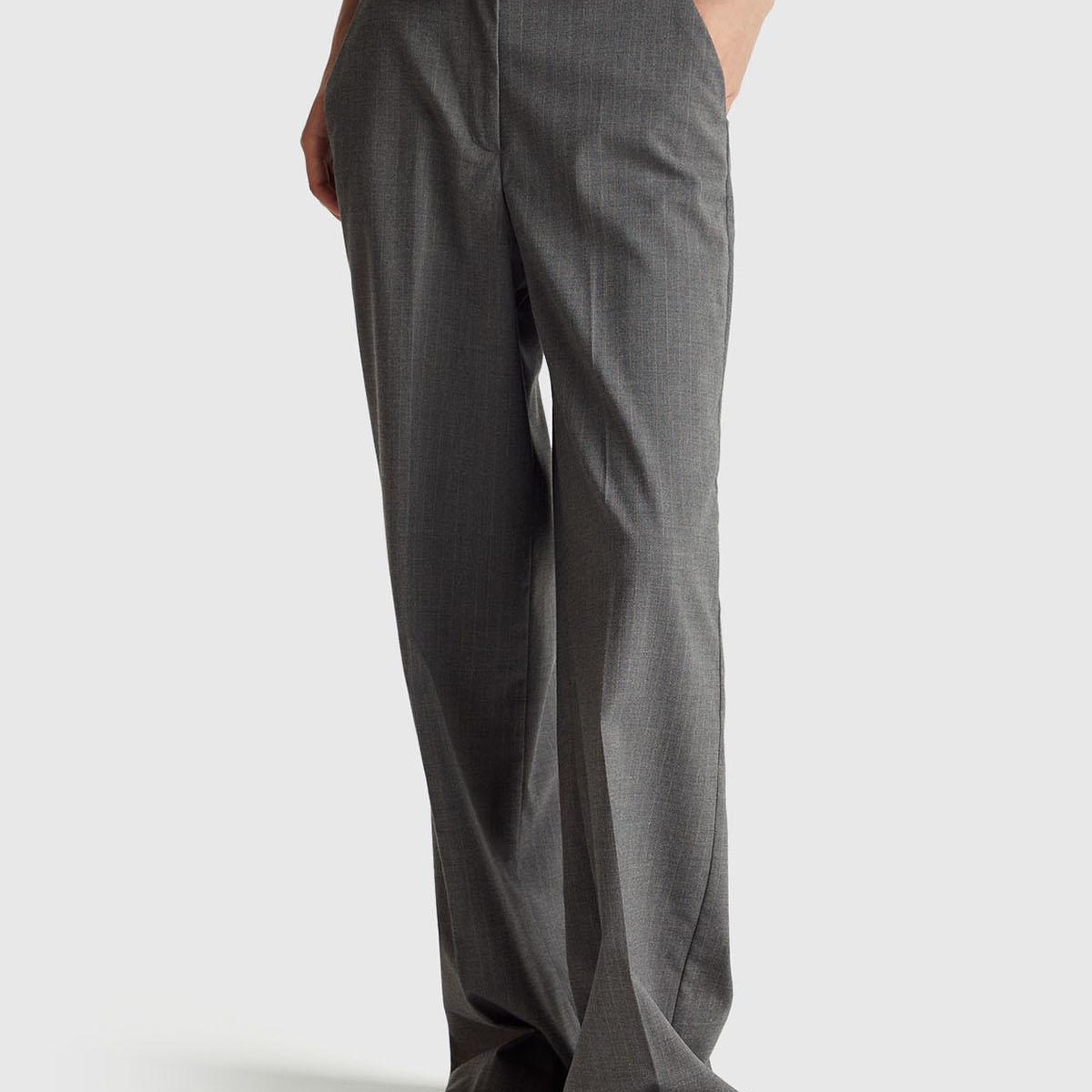 Kadın Koyu Gri  Viskoz Karışımlı Cepli Bol Paça Pantolon