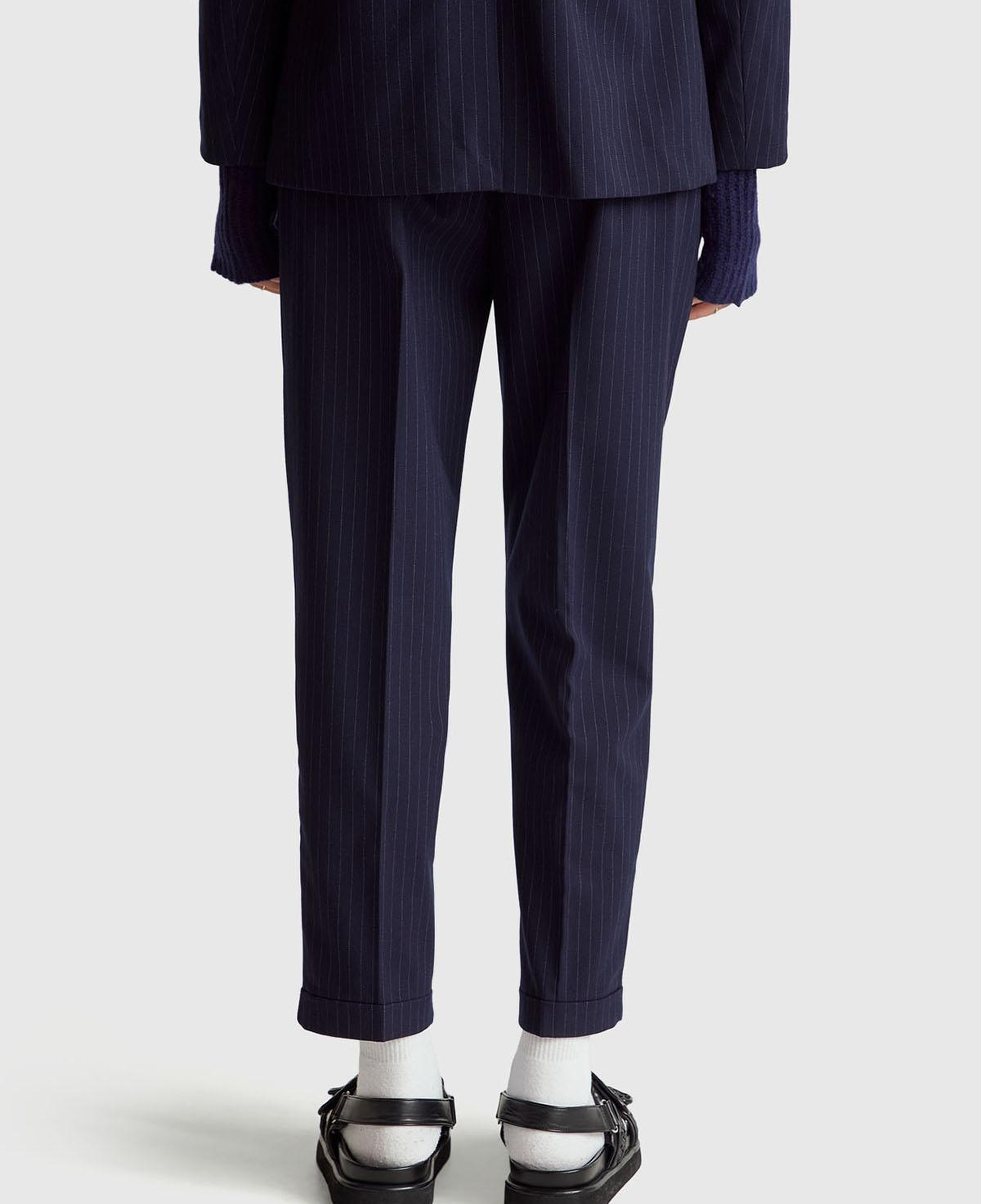 Kadın Lacivert Viskoz Karışımlı Paçası Katlamalı Jogger Pantolon