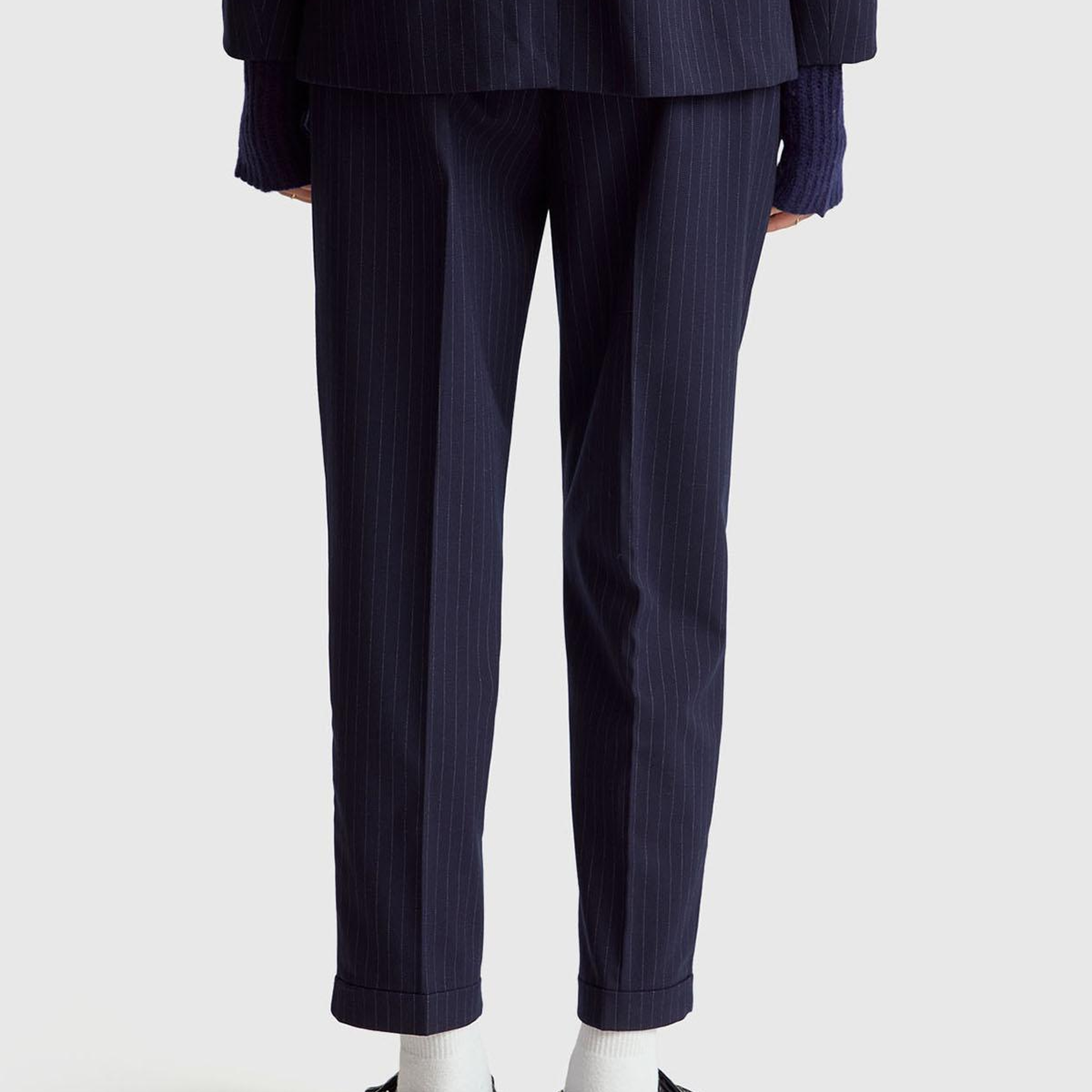 Kadın Lacivert Viskoz Karışımlı Paçası Katlamalı Jogger Pantolon