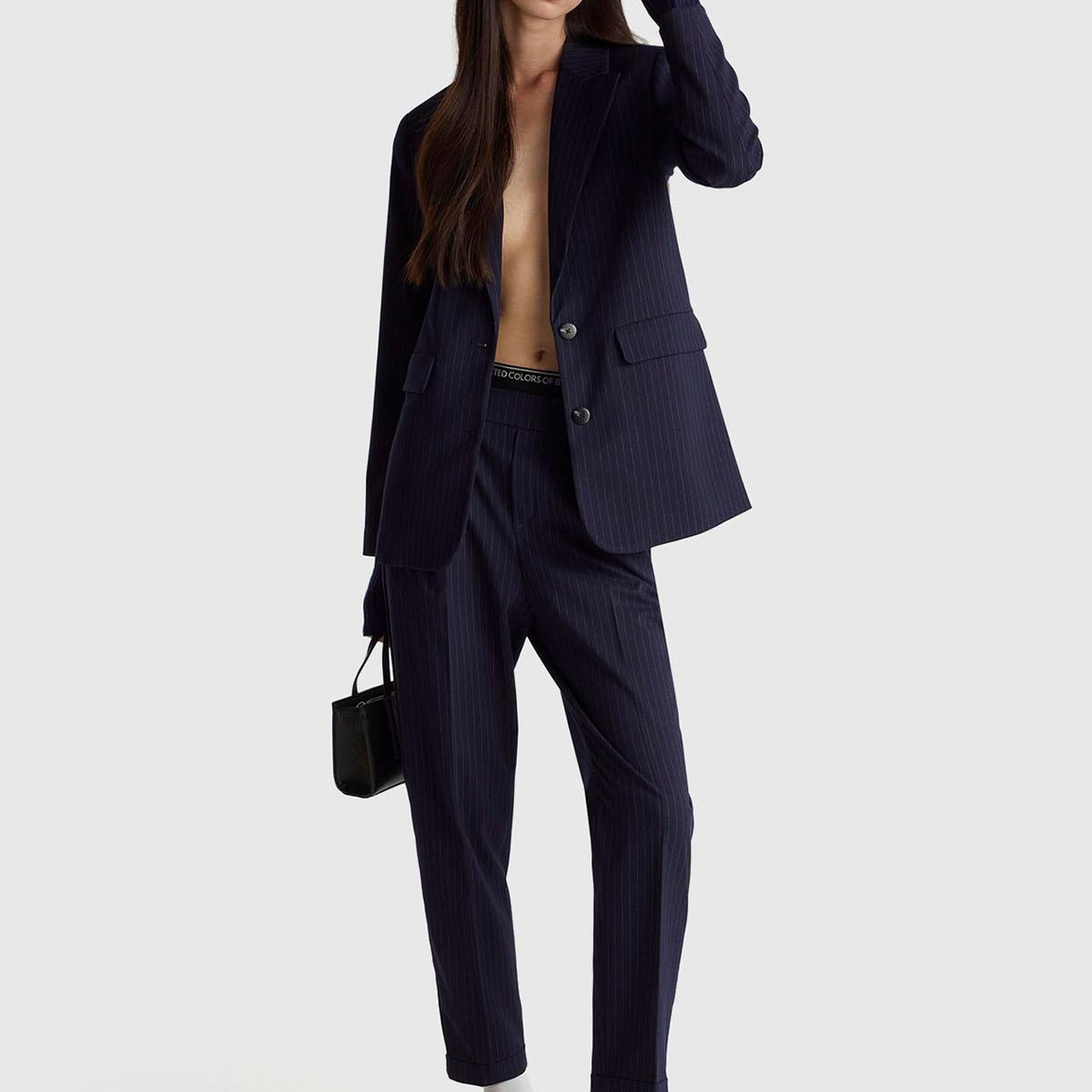 Kadın Lacivert Viskoz Karışımlı Paçası Katlamalı Jogger Pantolon