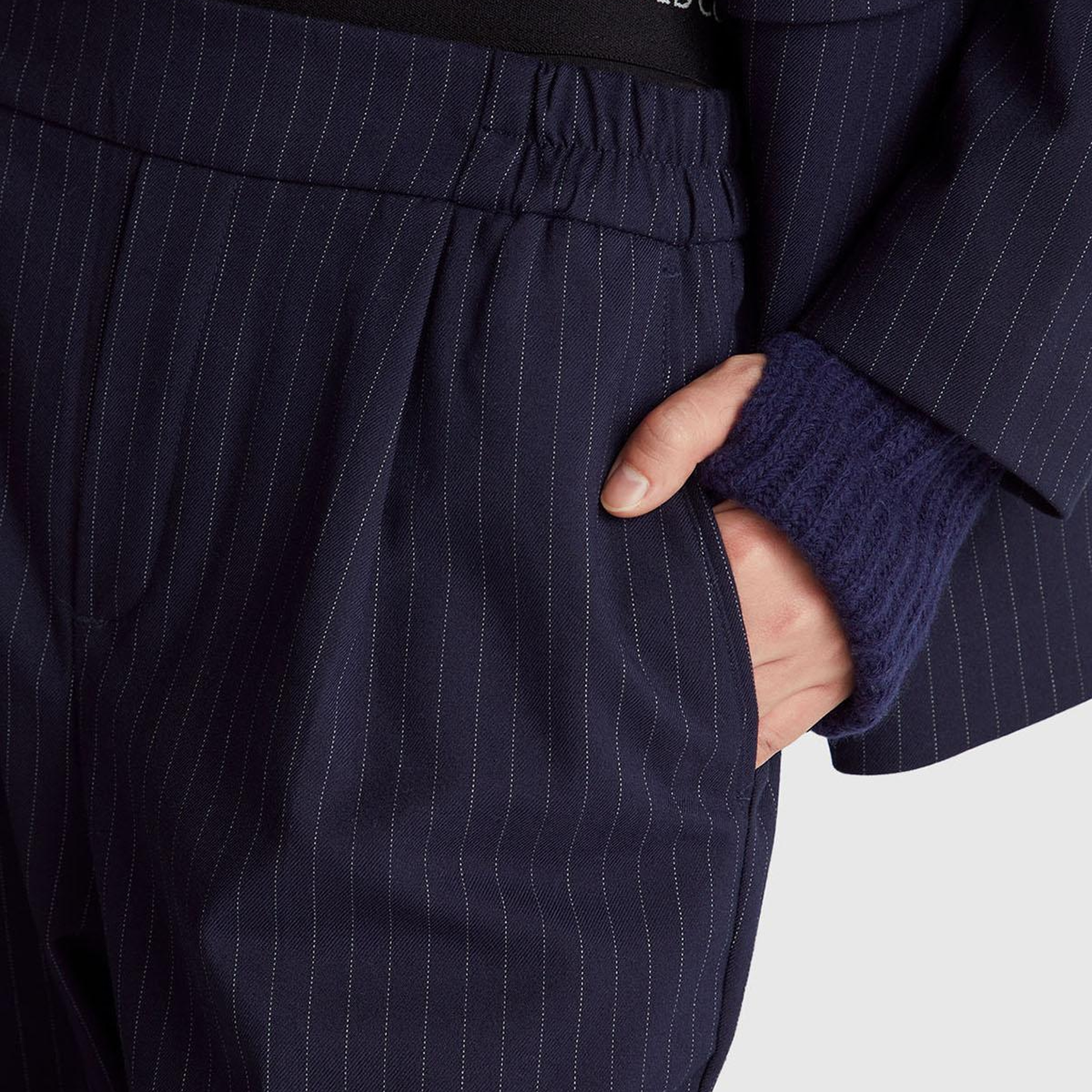 Kadın Lacivert Viskoz Karışımlı Paçası Katlamalı Jogger Pantolon