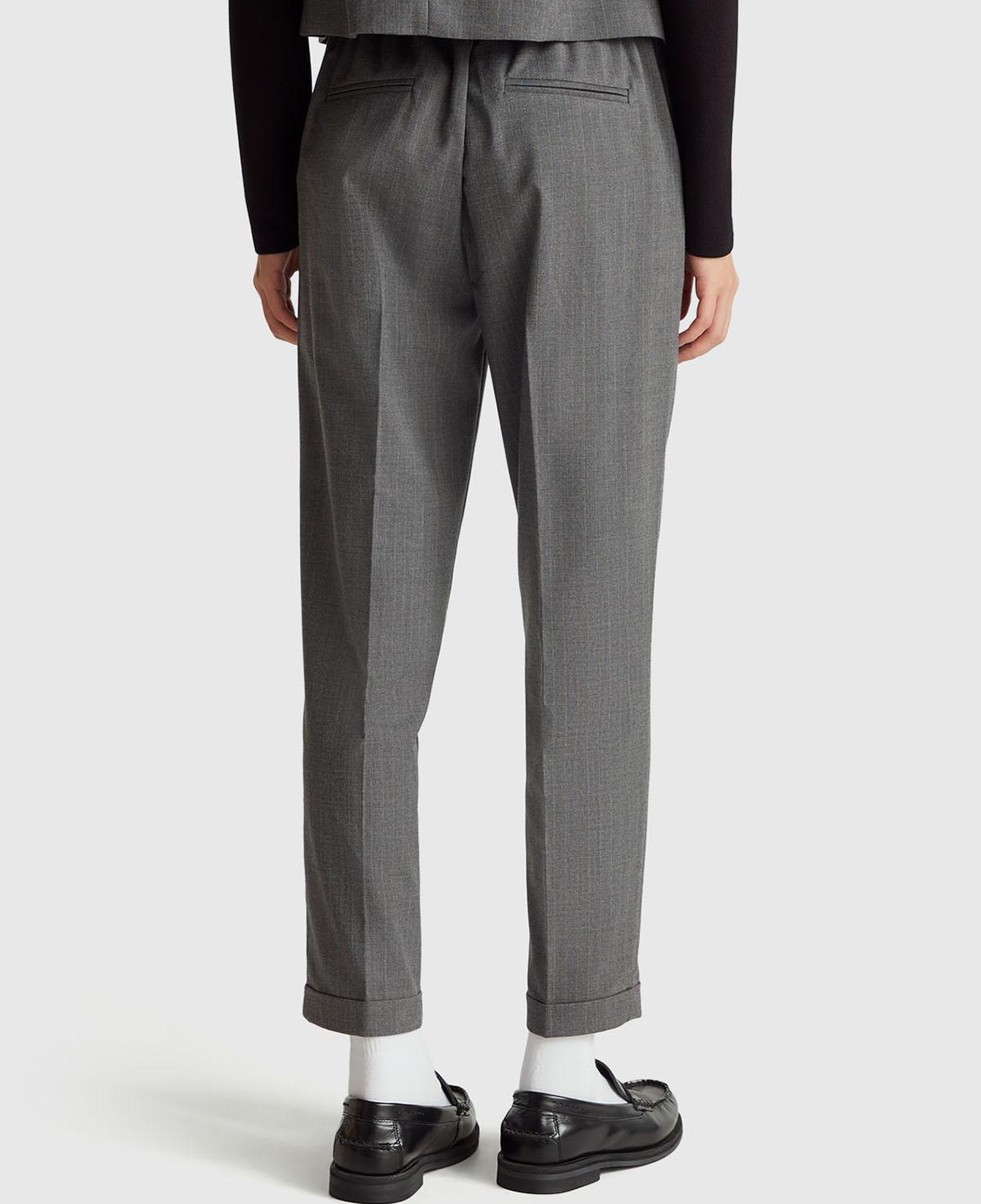 Kadın Gri Viskoz Karışımlı Paçası Katlamalı Jogger Pantolon