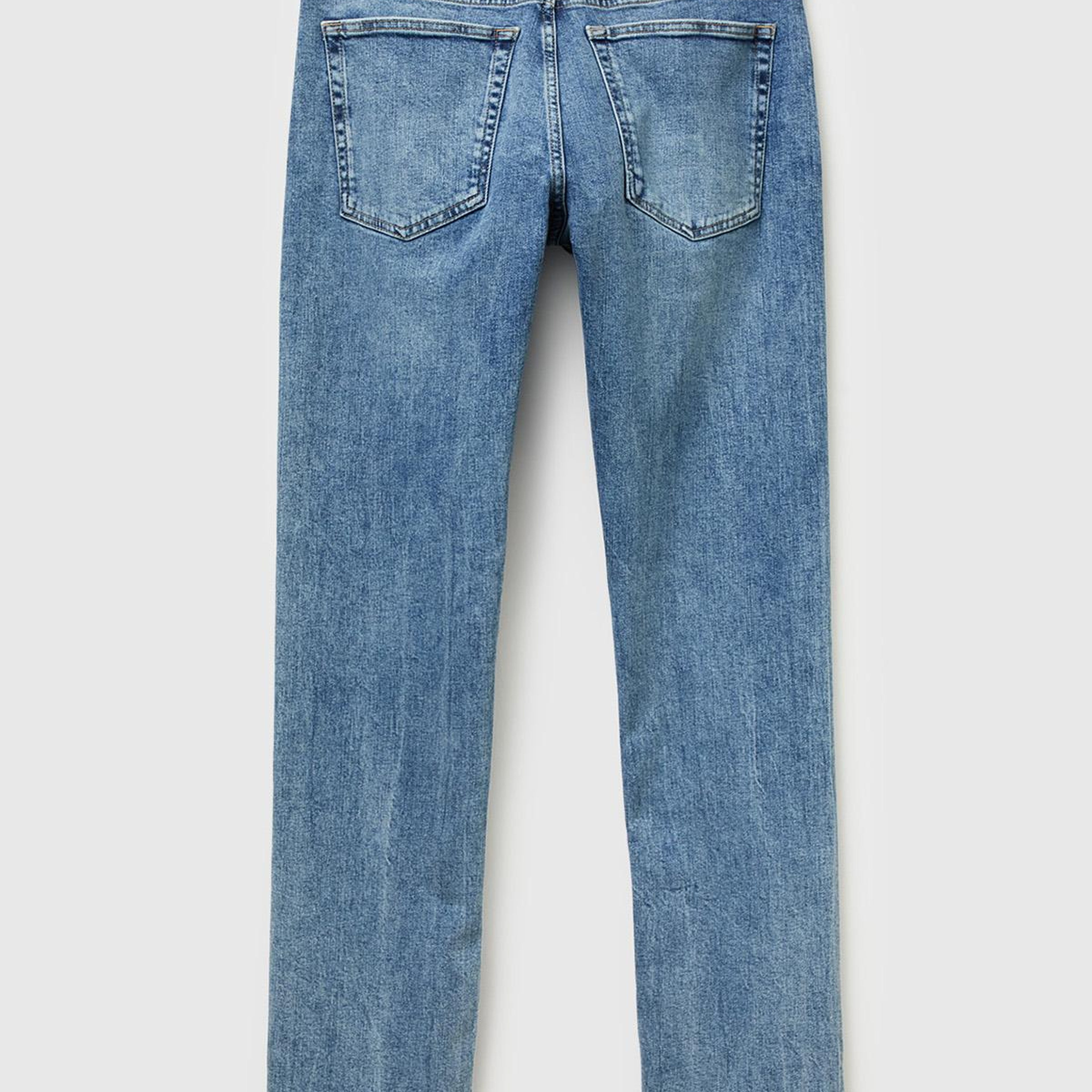 Erkek Açık Mavi Pamuk Karışımlı Eskitme Efektli Denim Pantolon