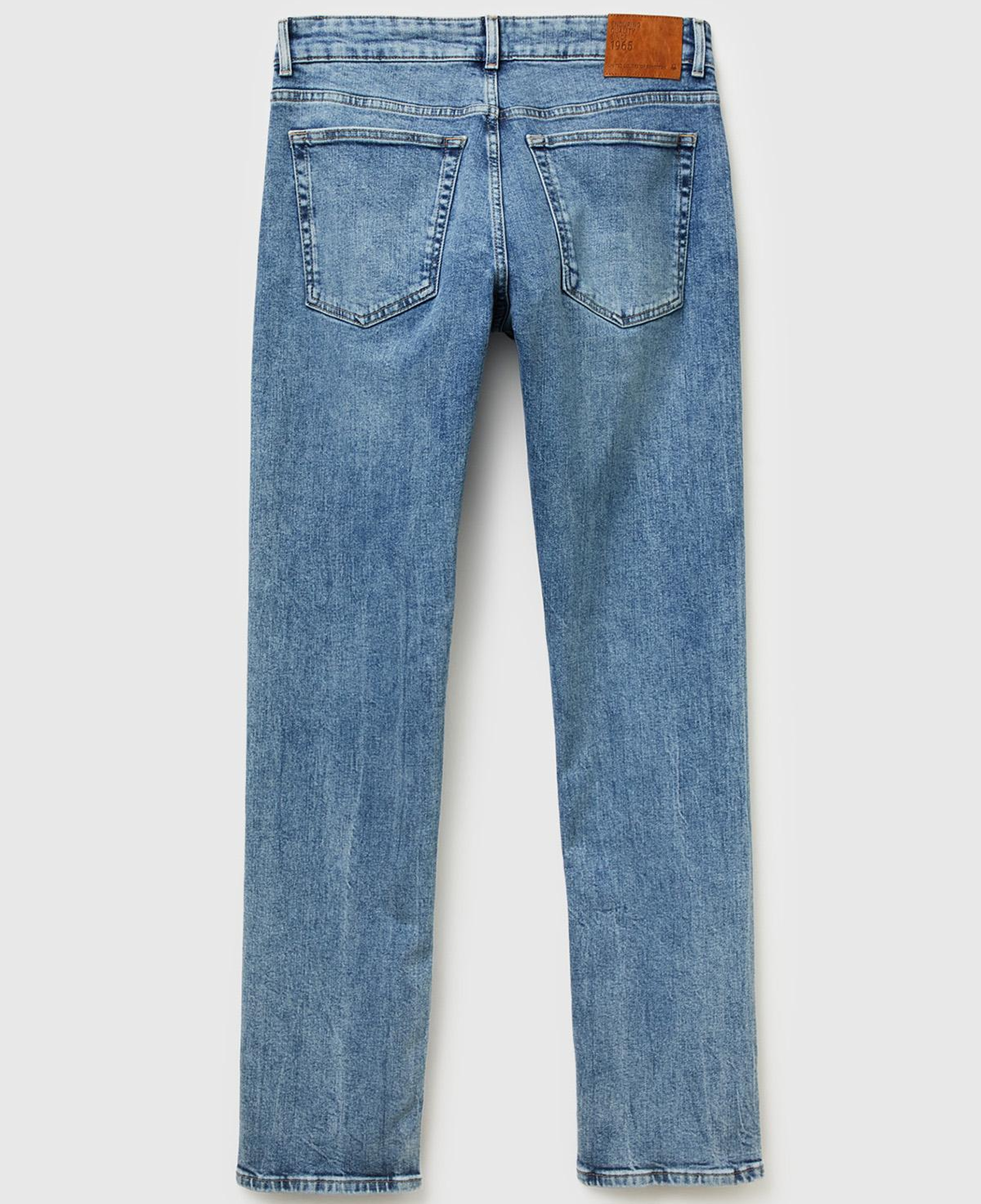 Erkek Açık Mavi Pamuk Karışımlı Eskitme Efektli Denim Pantolon