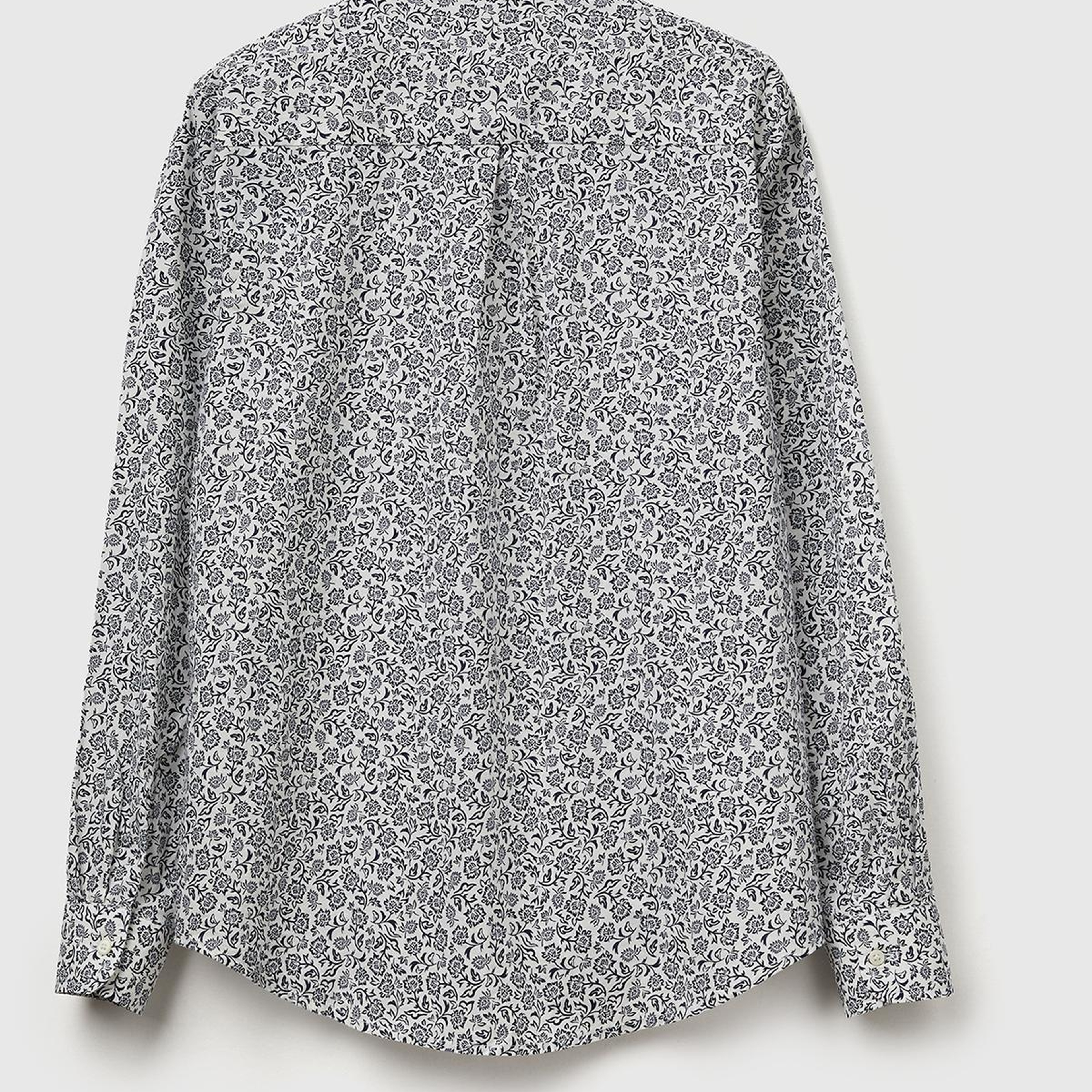 Kadın Gri Desenli %100 Pamuk Desenli Manşetli Regular Fit Müslin Gömlek