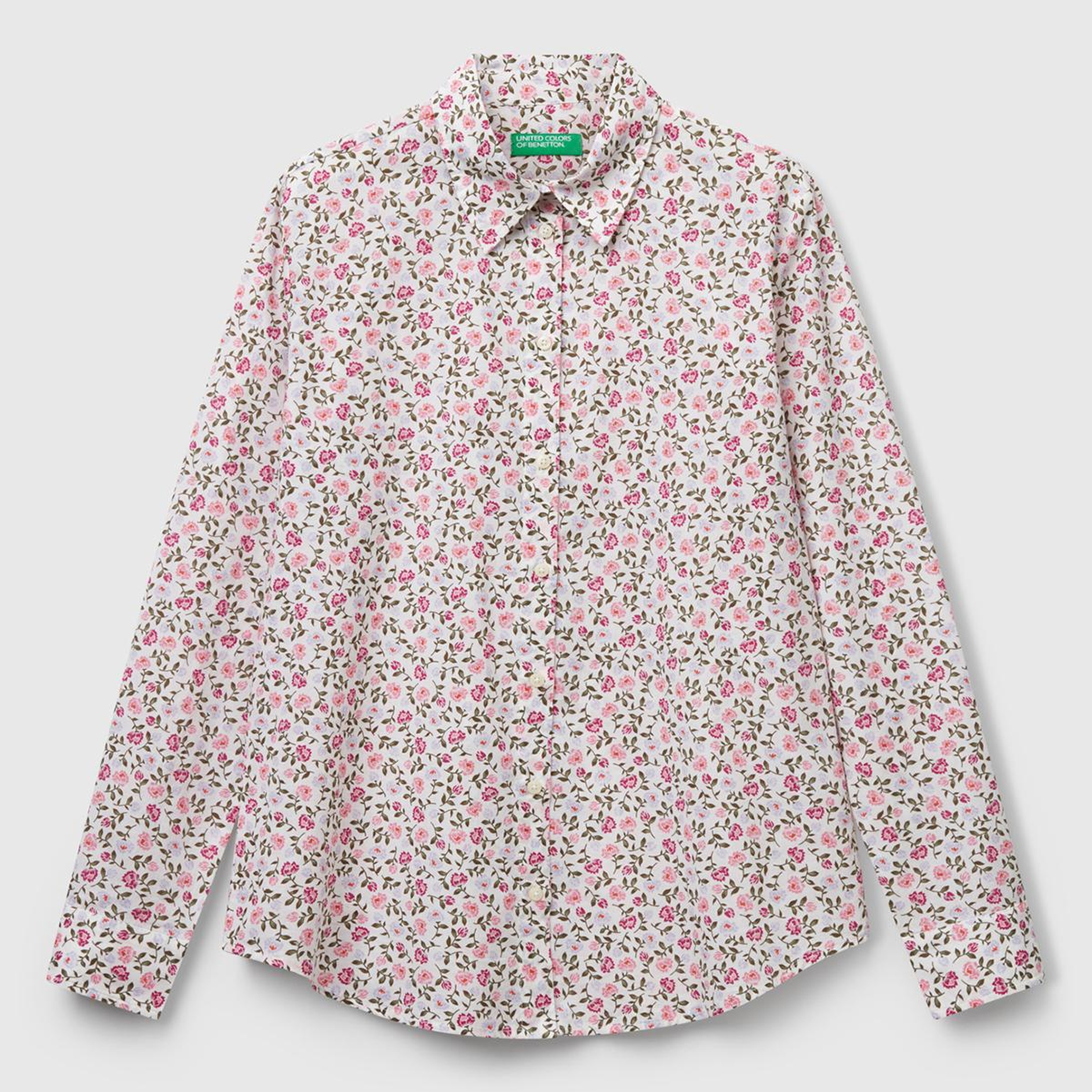 Kadın Toz Pembe %100 Pamuk Desenli Manşetli Regular Fit Müslin Gömlek