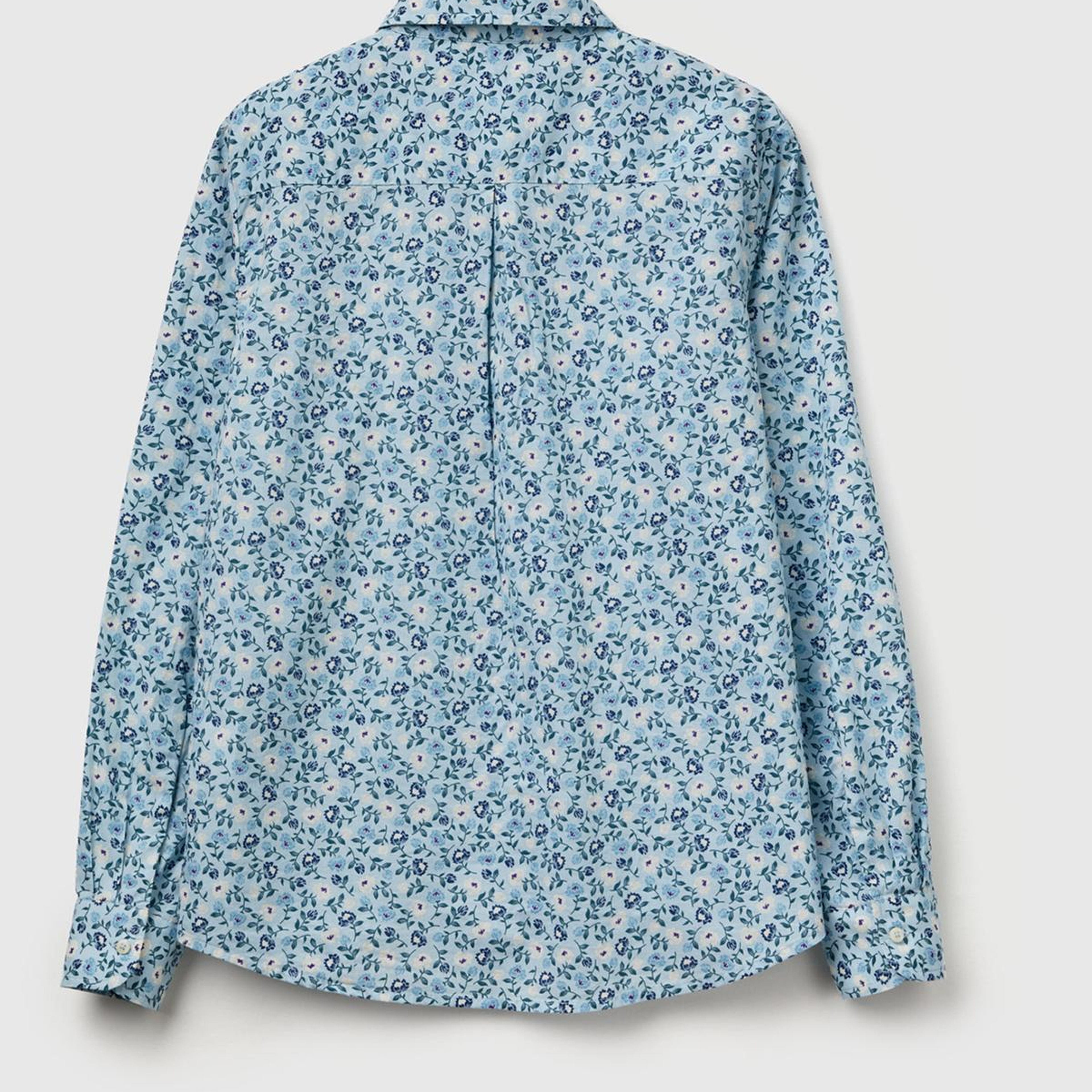 Kadın Mavi Mix %100 Pamuk Desenli Manşetli Regular Fit Müslin Gömlek