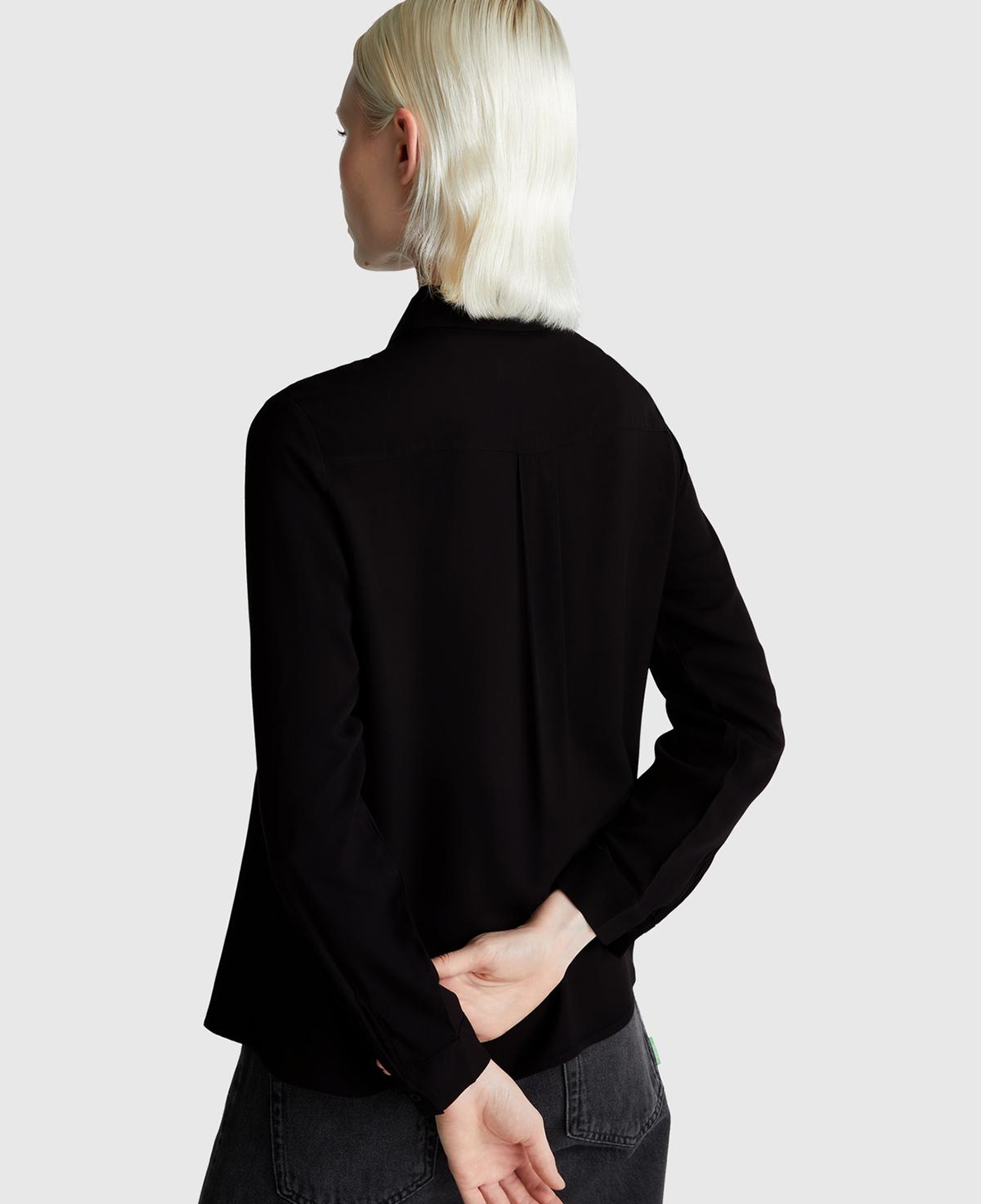 Kadın Siyah %100 Viskoz Düğmeli Gömlek