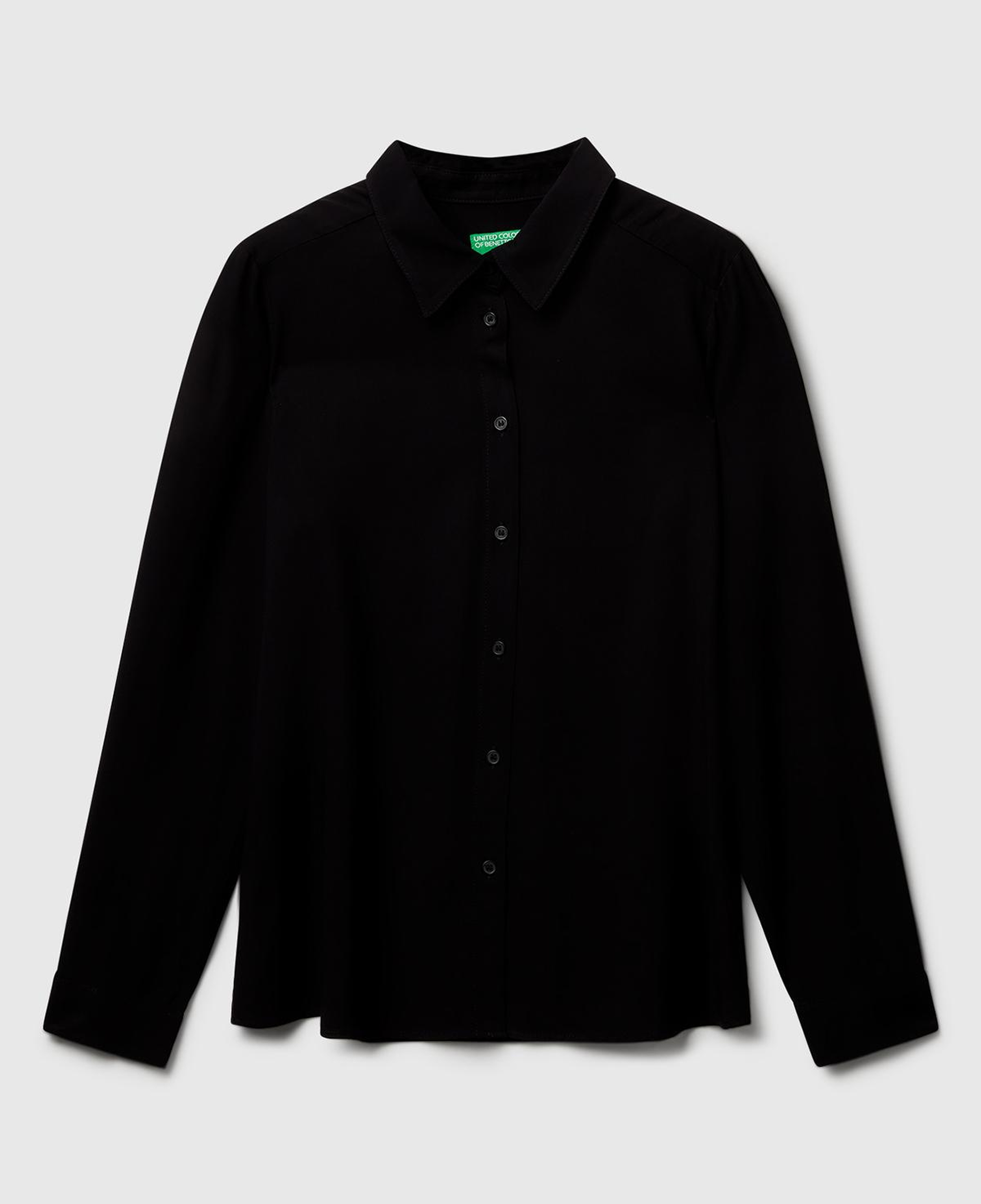 Kadın Siyah %100 Viskoz Düğmeli Gömlek