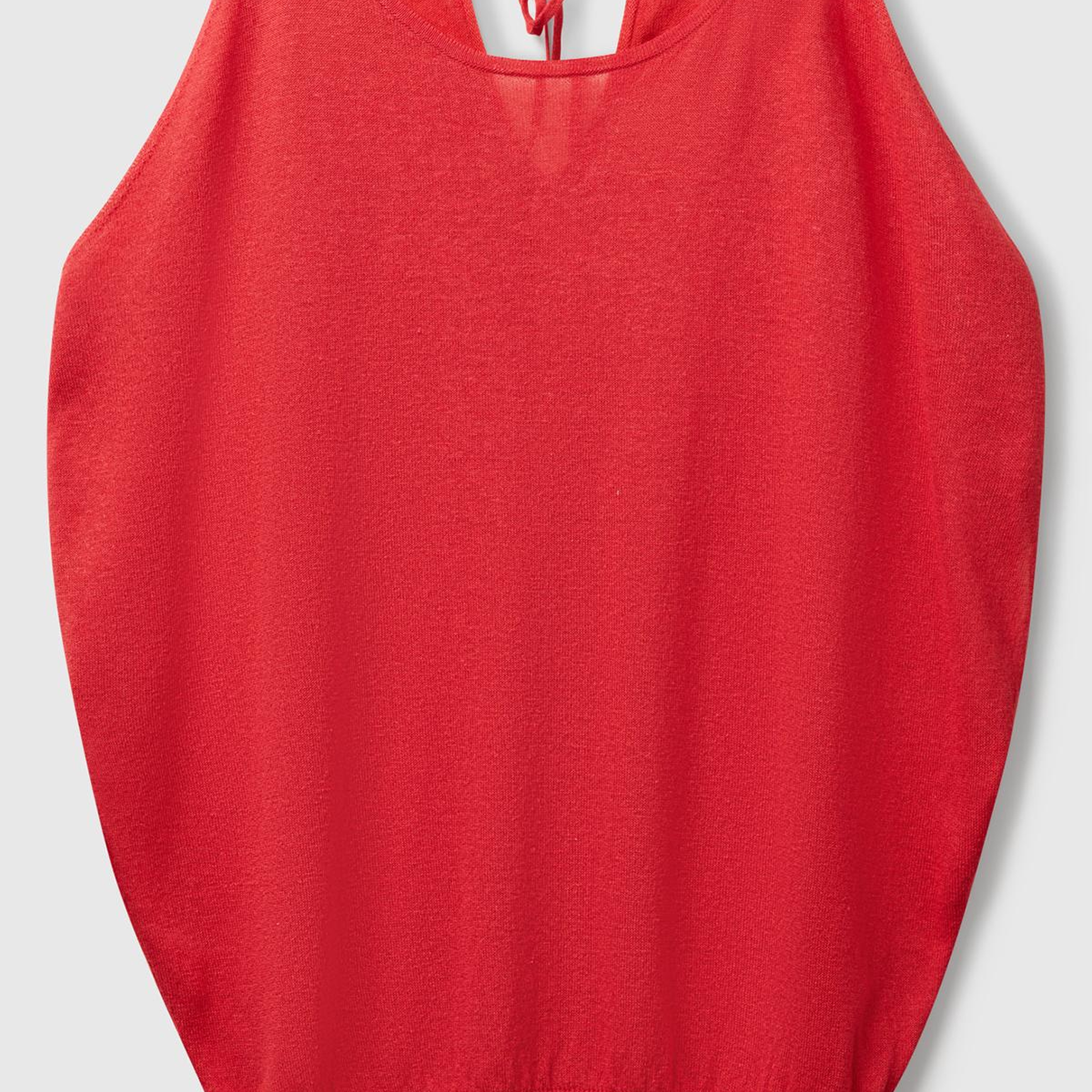 Kadın Mercan Keten Karışımlı Omzu Açık Triko Kazak