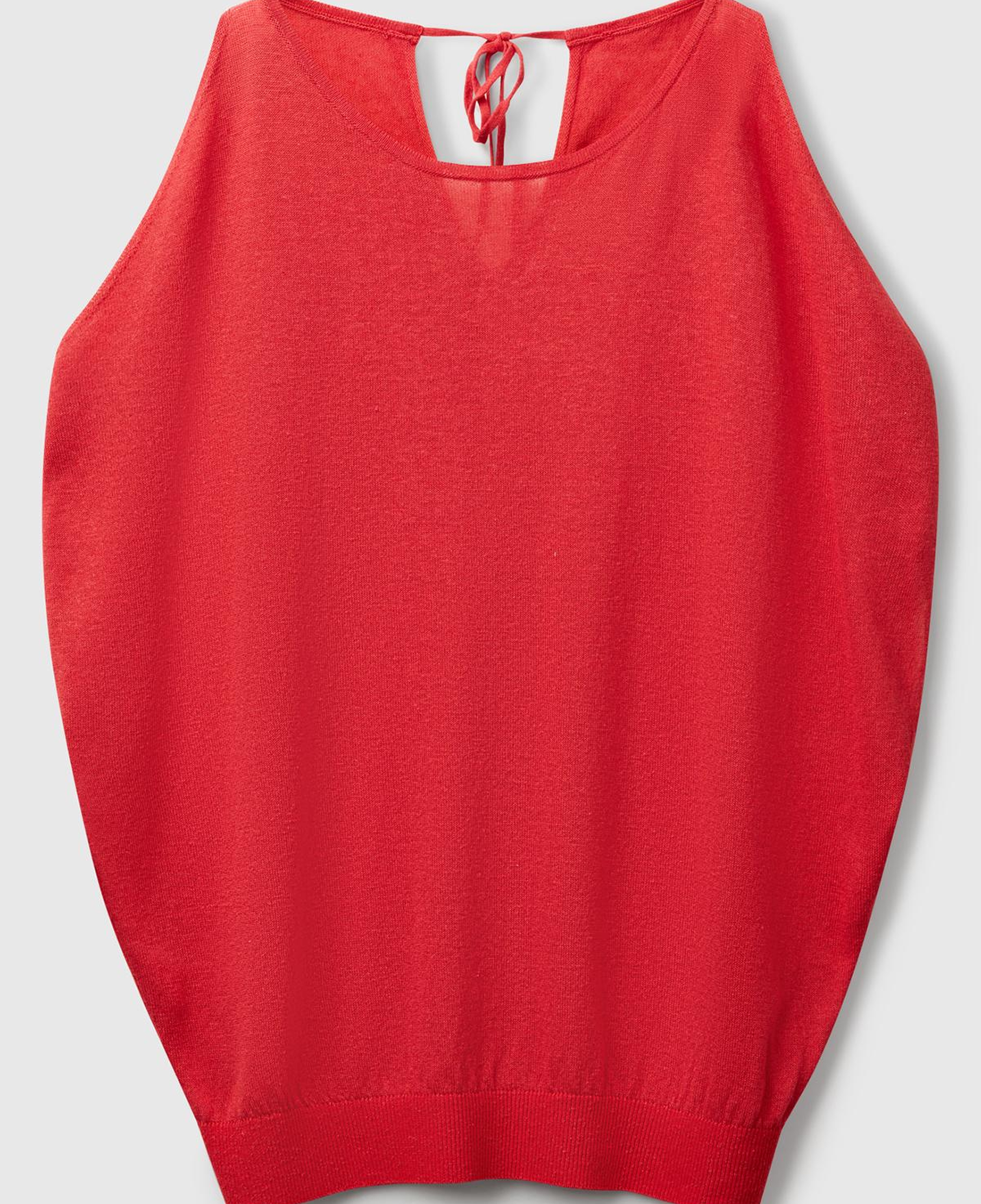 Kadın Mercan Keten Karışımlı Omzu Açık Triko Kazak