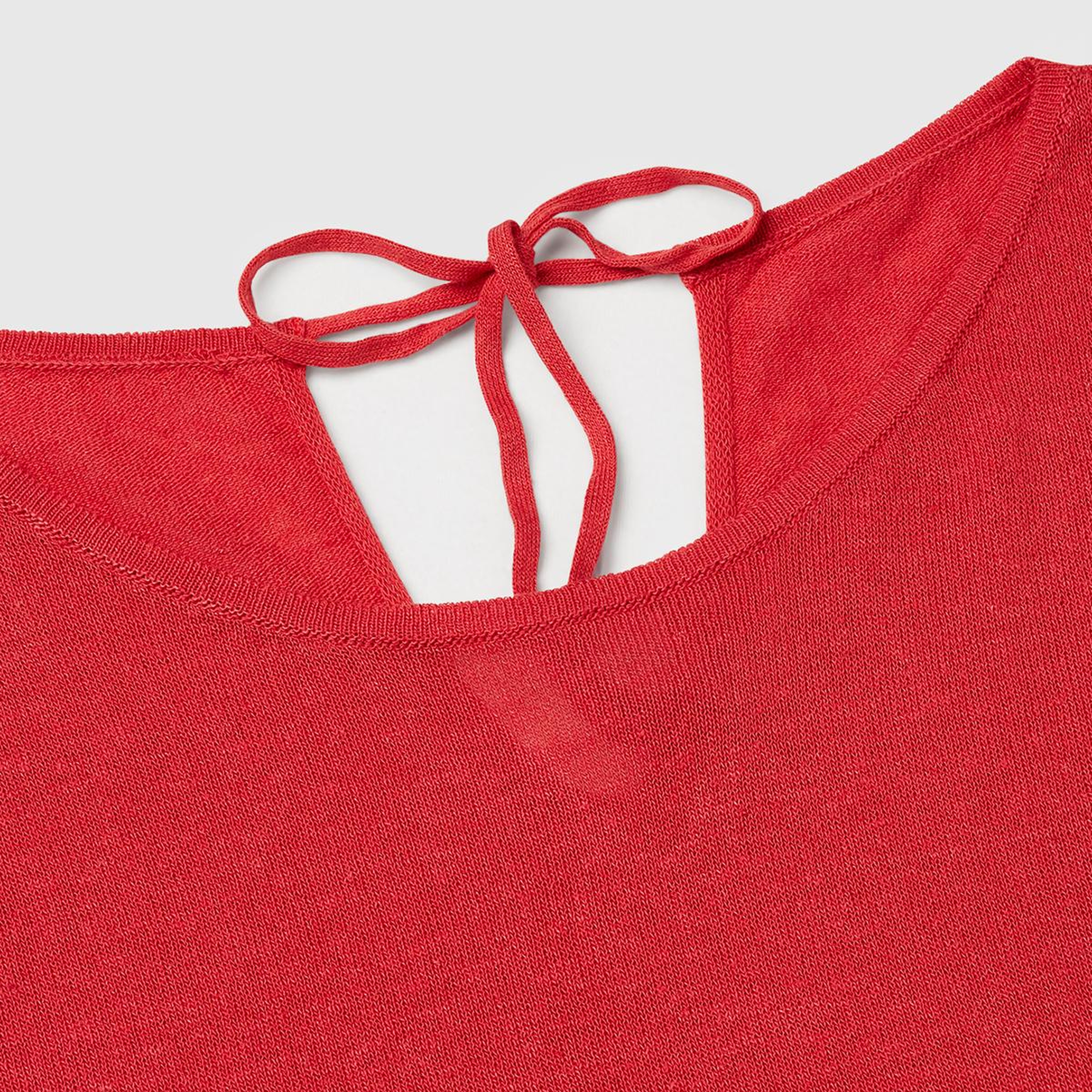 Kadın Mercan Keten Karışımlı Omzu Açık Triko Kazak