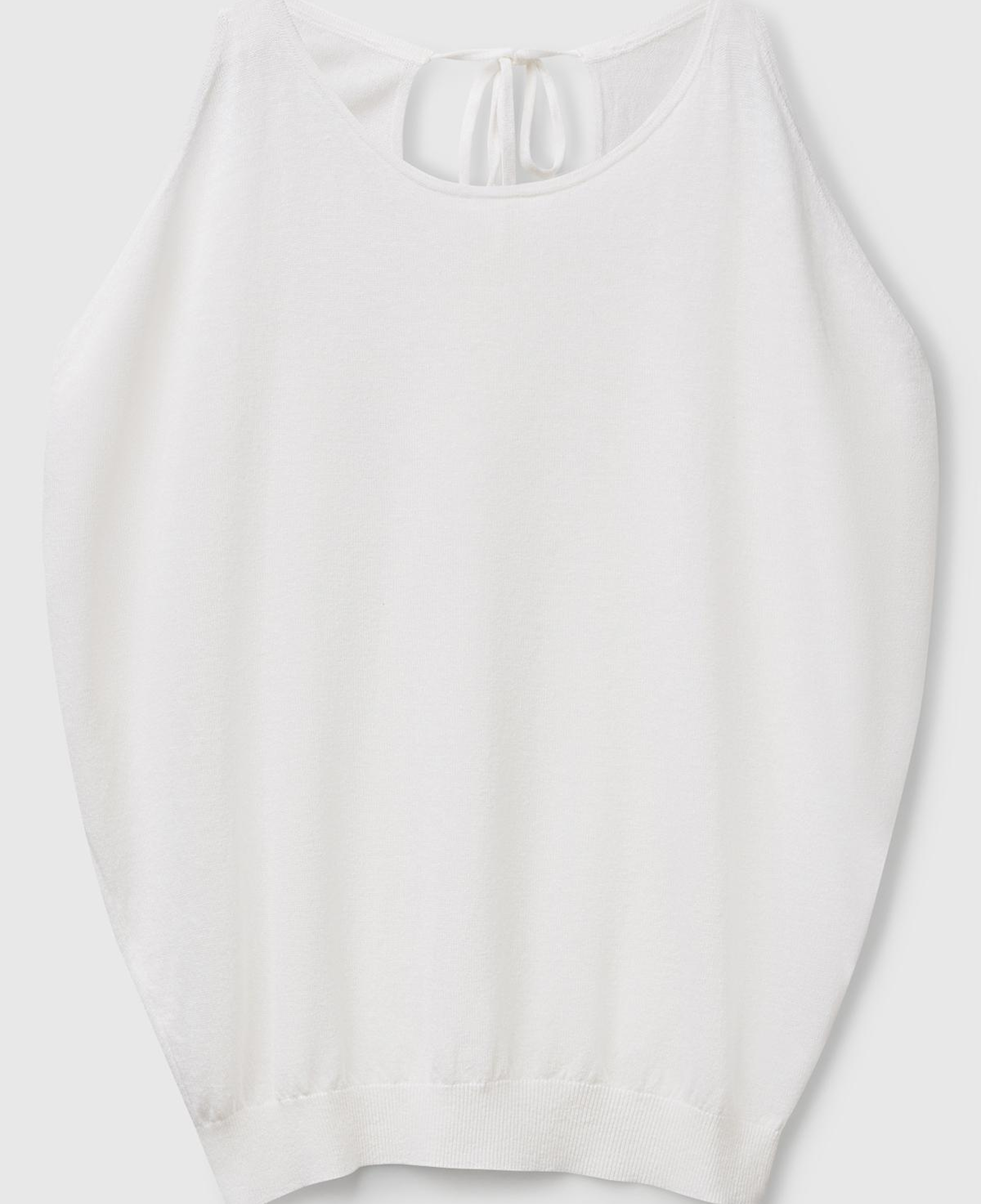 Kadın Beyaz Keten Karışımlı Omzu Açık Triko Kazak