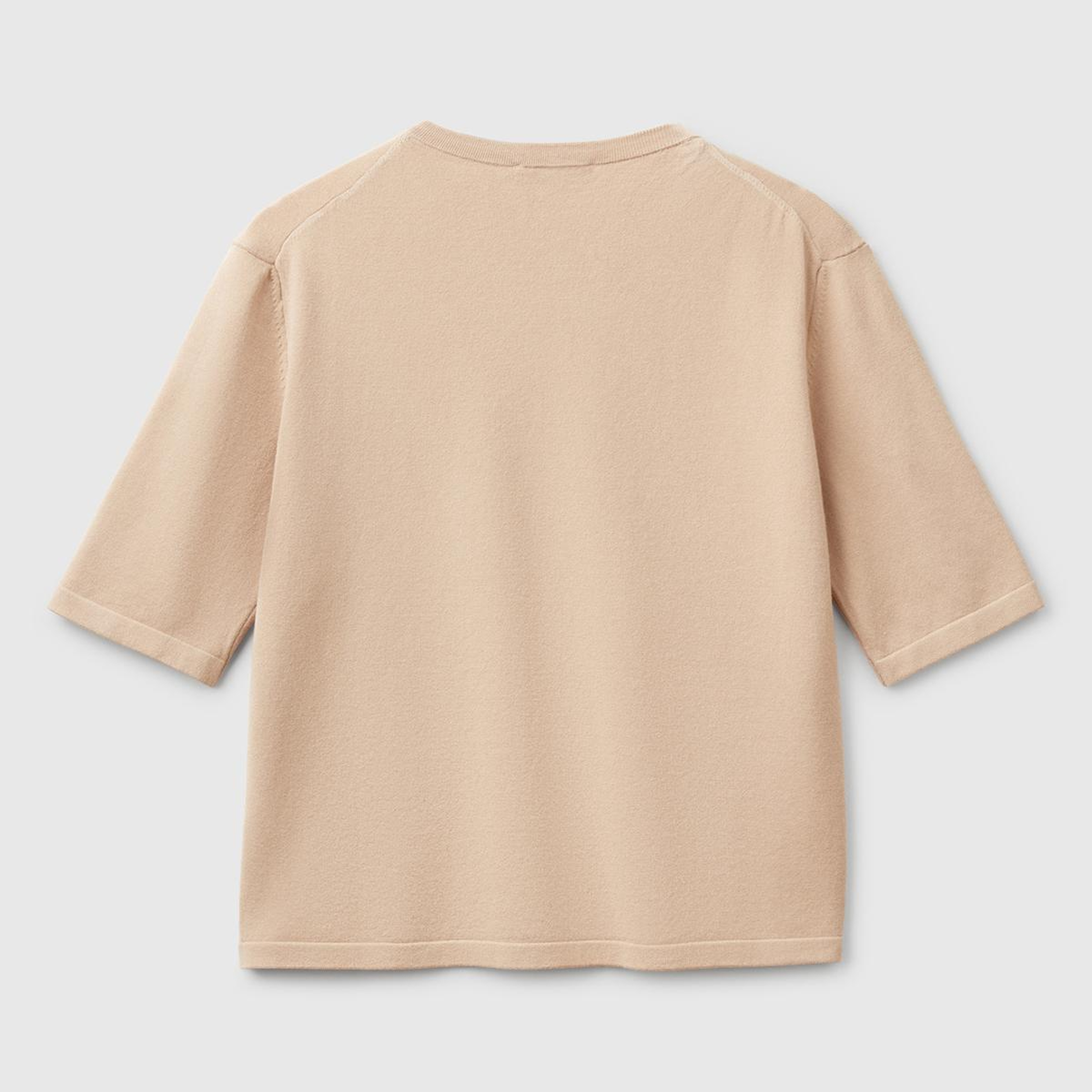 Kadın Bej Streç Kumaşlı Önü Cepli Relax Fit Bisiklet Yaka Kazak