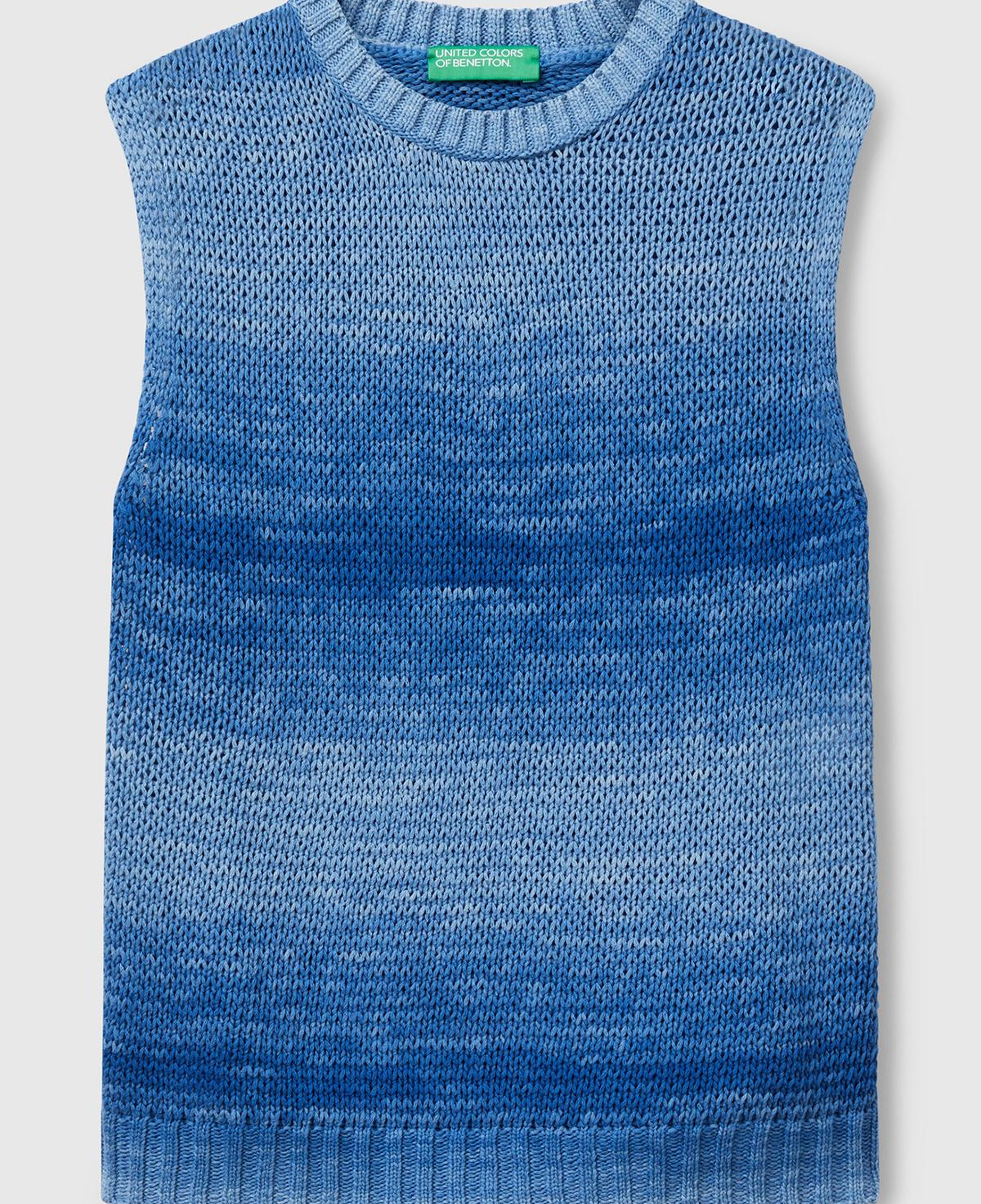 Kadın Mavi %100 Pamuk Gölge Efektli Ribanalı Relax Fit Süveter