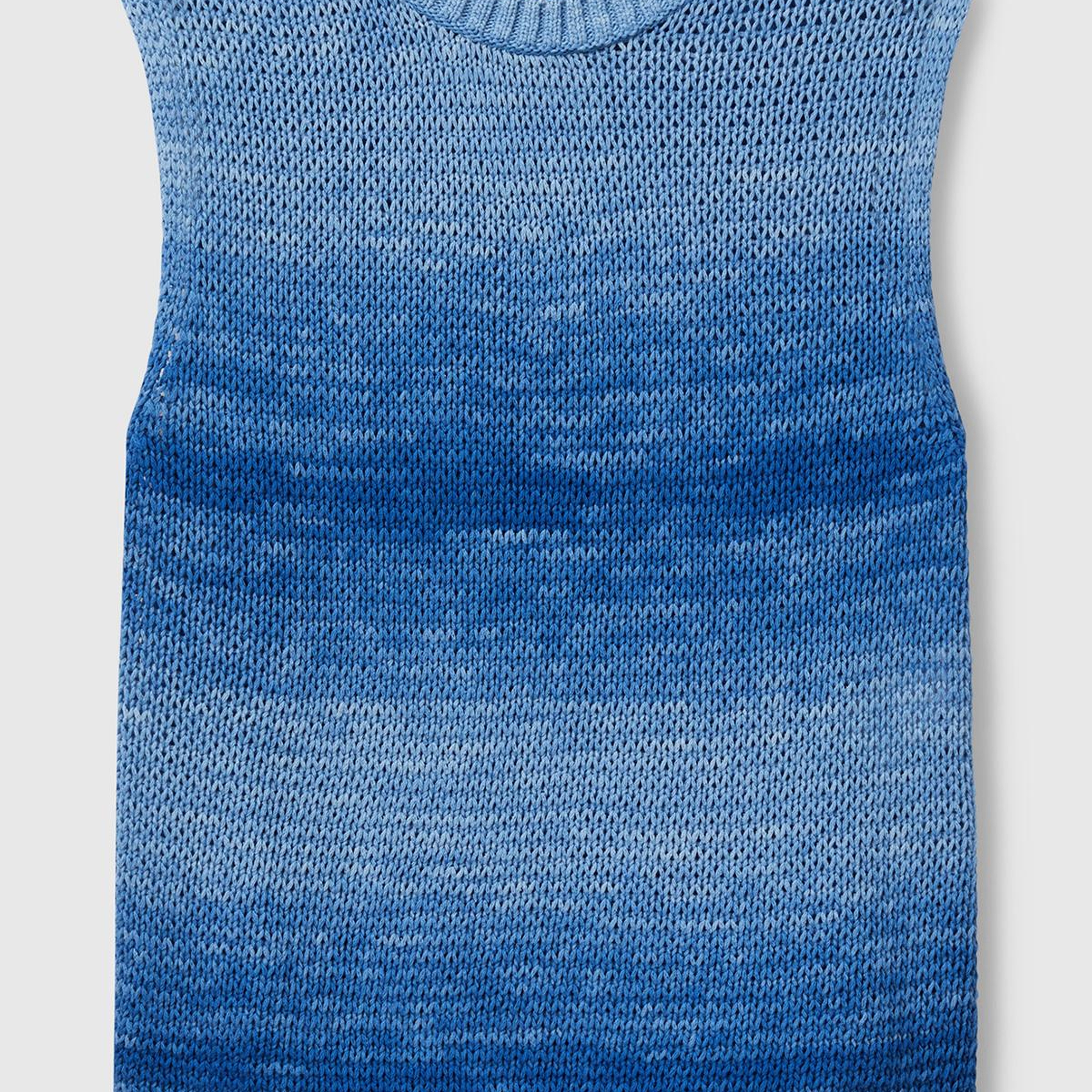 Kadın Mavi %100 Pamuk Gölge Efektli Ribanalı Relax Fit Süveter