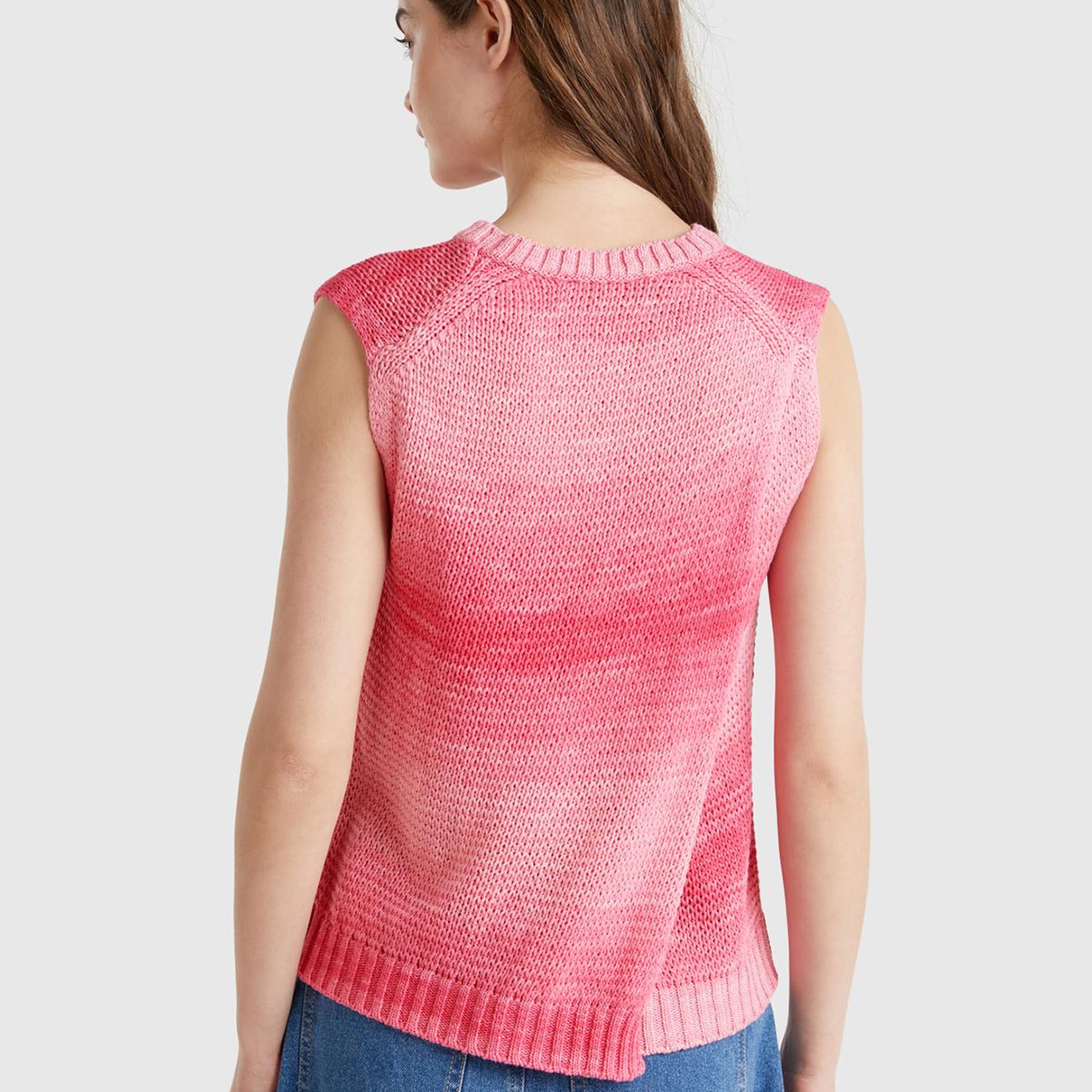 Kadın Pembe Mix %100 Pamuk Gölge Efektli Ribanalı Relax Fit Süveter