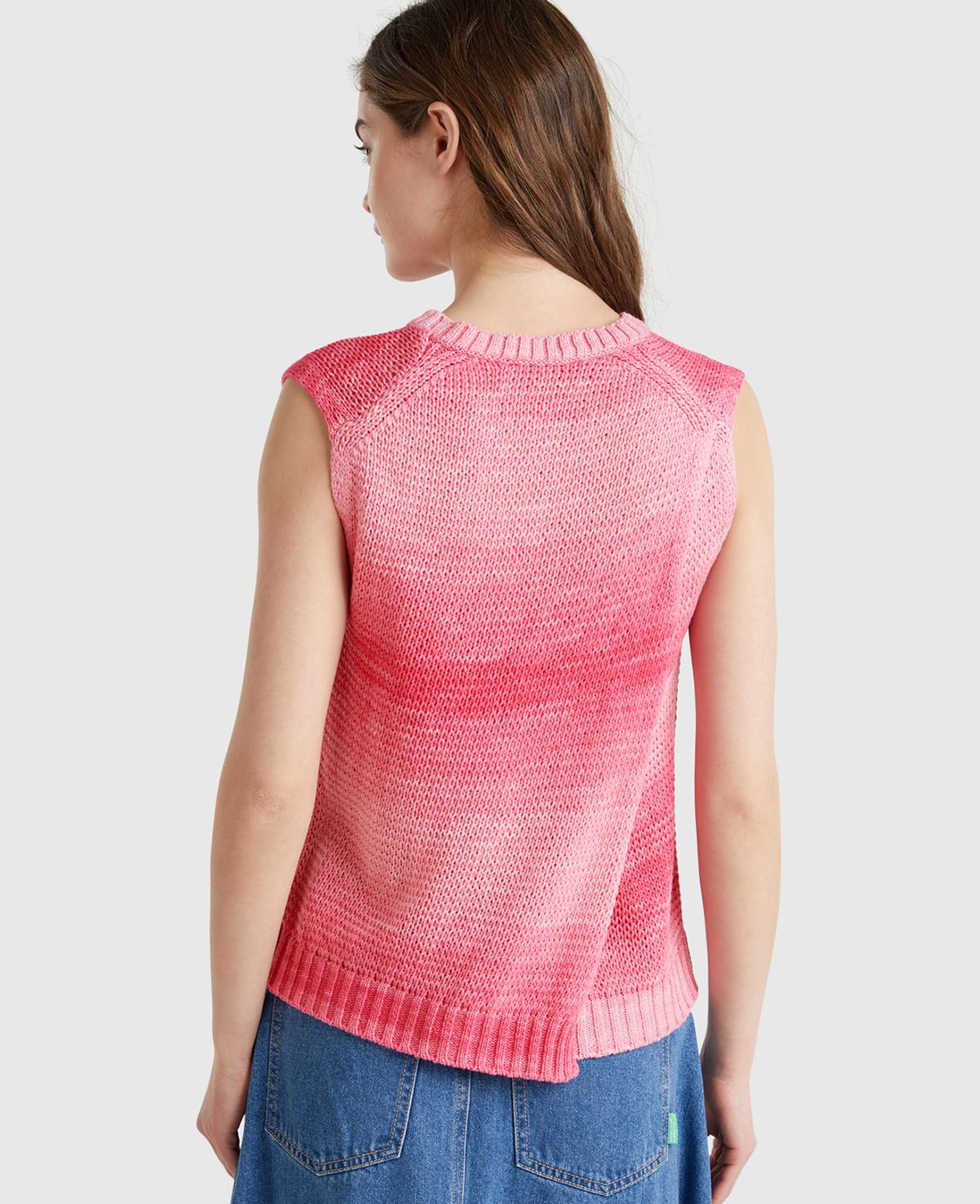 Kadın Pembe Mix %100 Pamuk Gölge Efektli Ribanalı Relax Fit Süveter