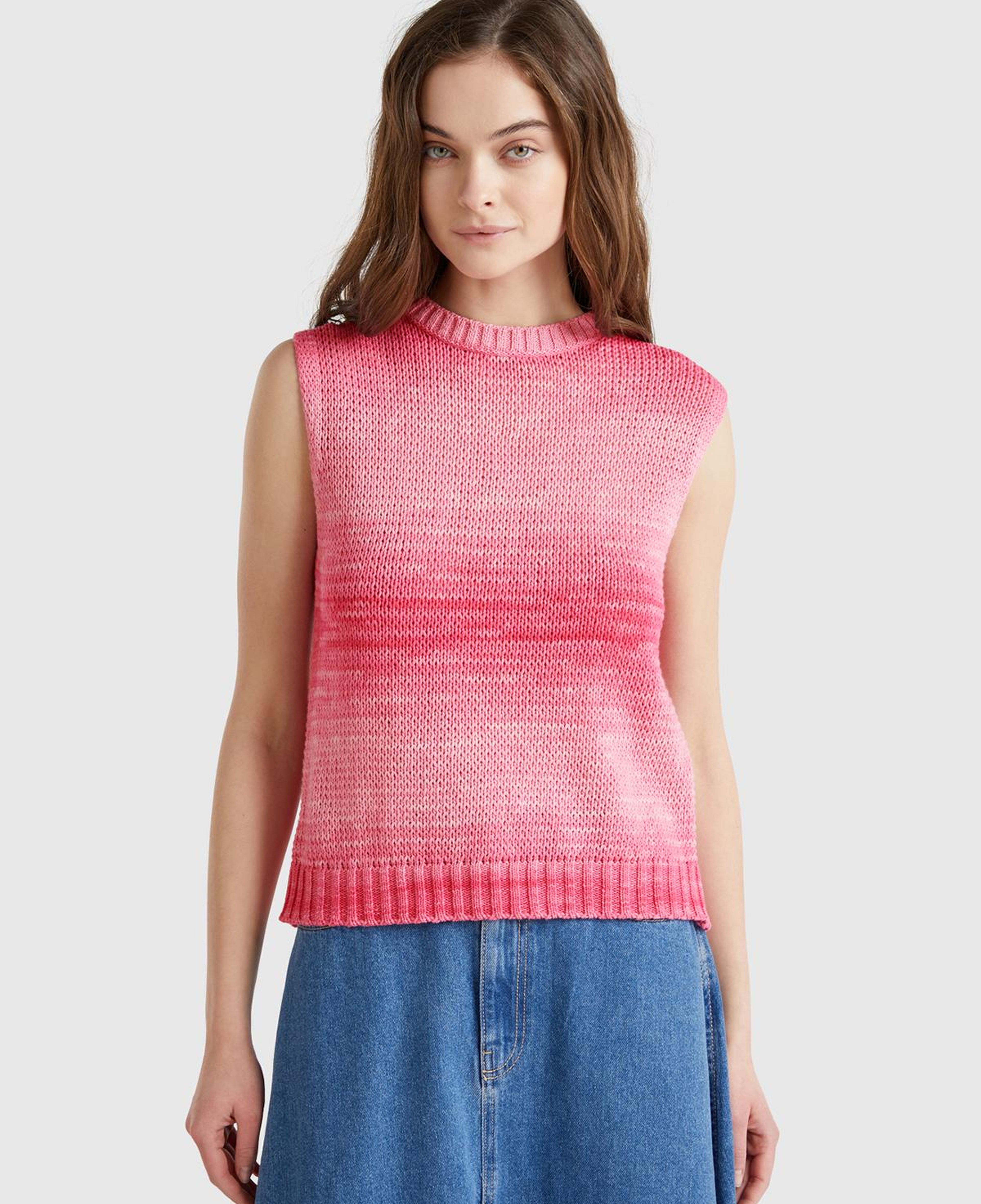 Kadın Pembe Mix %100 Pamuk Gölge Efektli Ribanalı Relax Fit Süveter