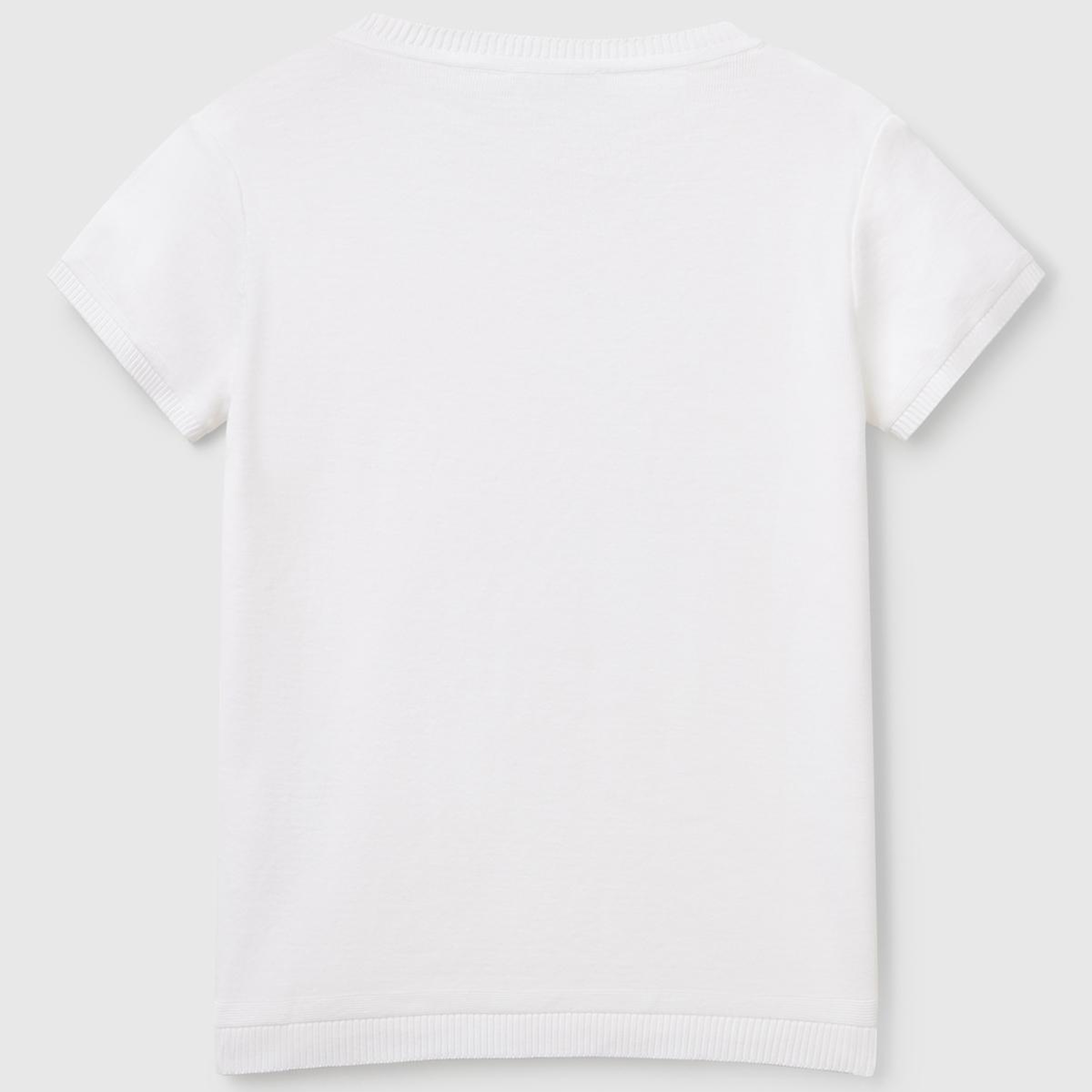 Kadın Beyaz %100 Koton Bisiklet Yaka Kısa Kollu Kazak