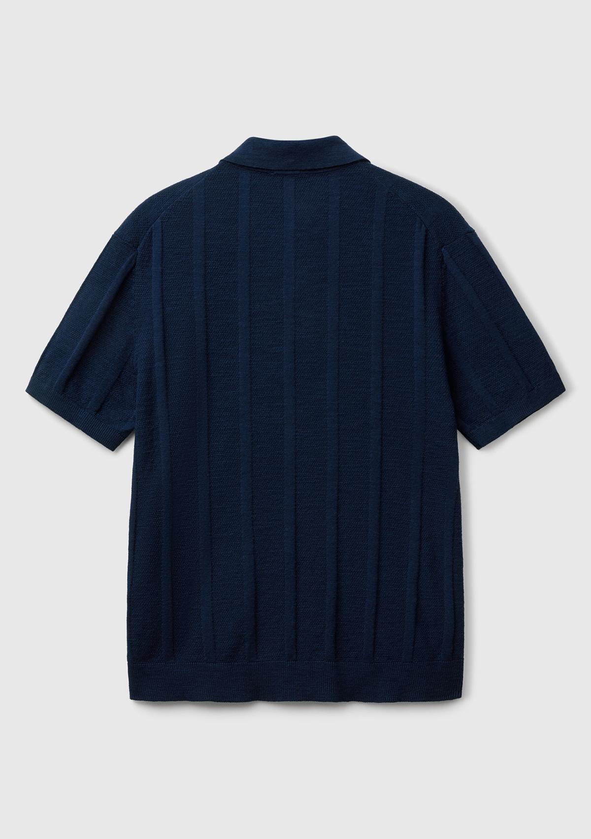 Erkek Lacivert Pamuk Karışımlı Kontrastlı Düğmeli Regular Fit Triko Polo T-Shirt