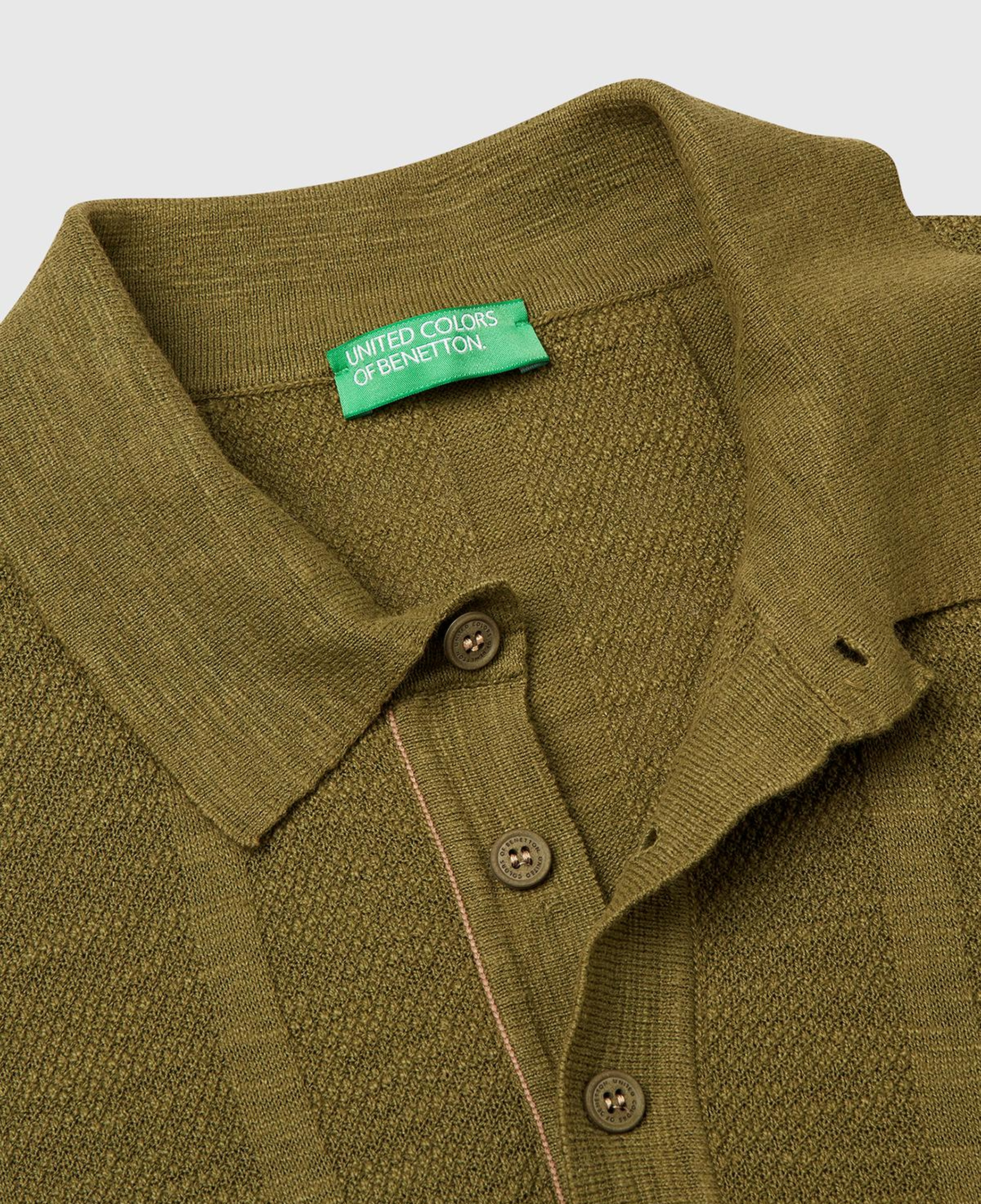 Erkek Haki Pamuk Karışımlı Kontrastlı Düğmeli Regular Fit Triko Polo T-Shirt