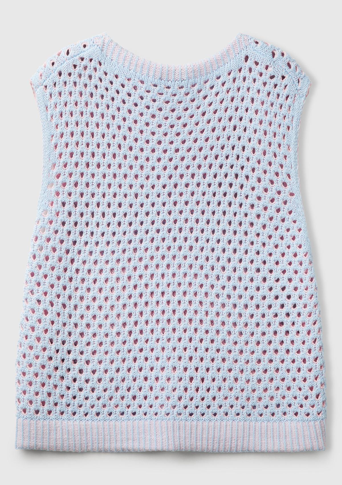 Kadın Açık Mavi Pamuk Karışımlı Kontrast Yanları Düğmeli Relax Fit Süveter