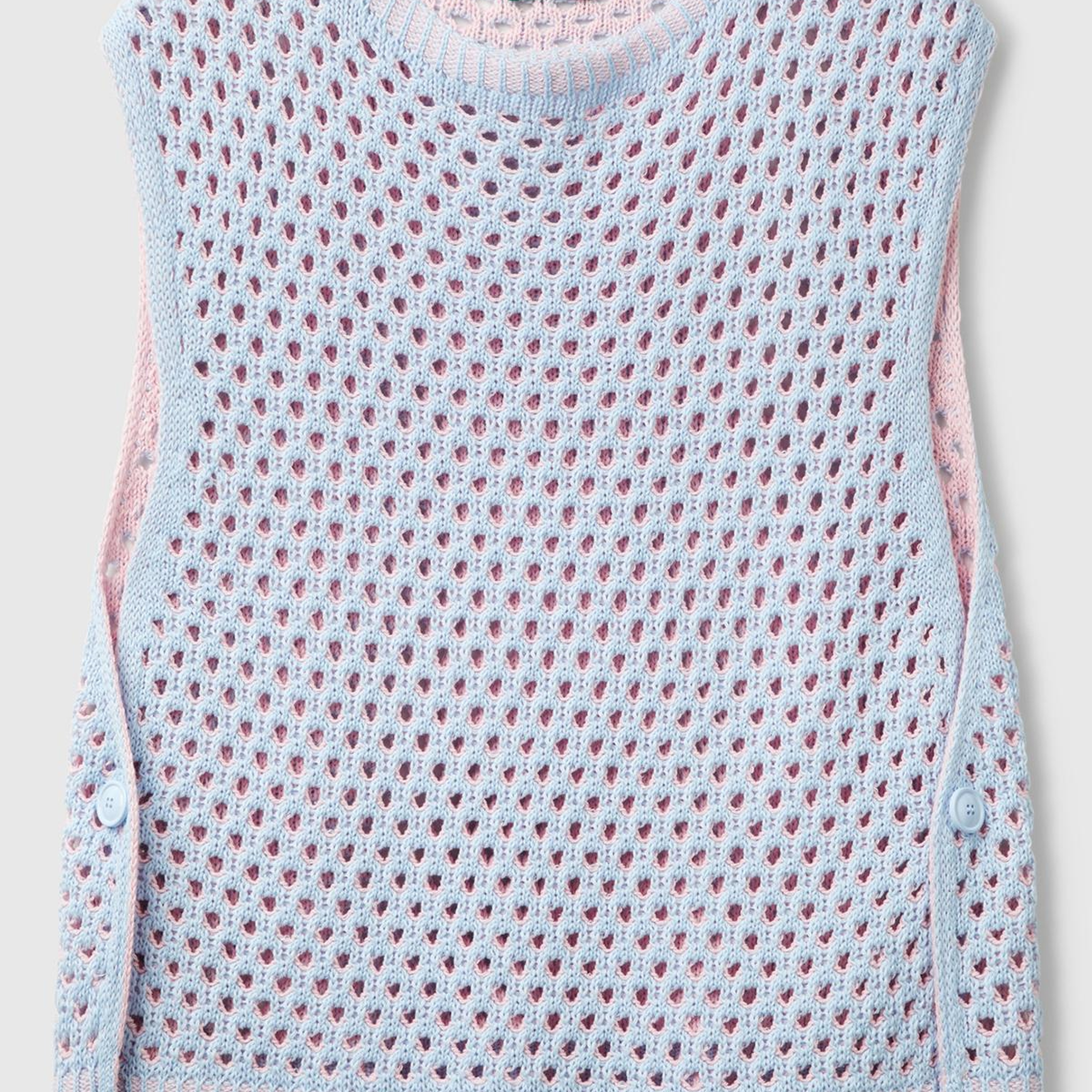 Kadın Açık Mavi Pamuk Karışımlı Kontrast Yanları Düğmeli Relax Fit Süveter