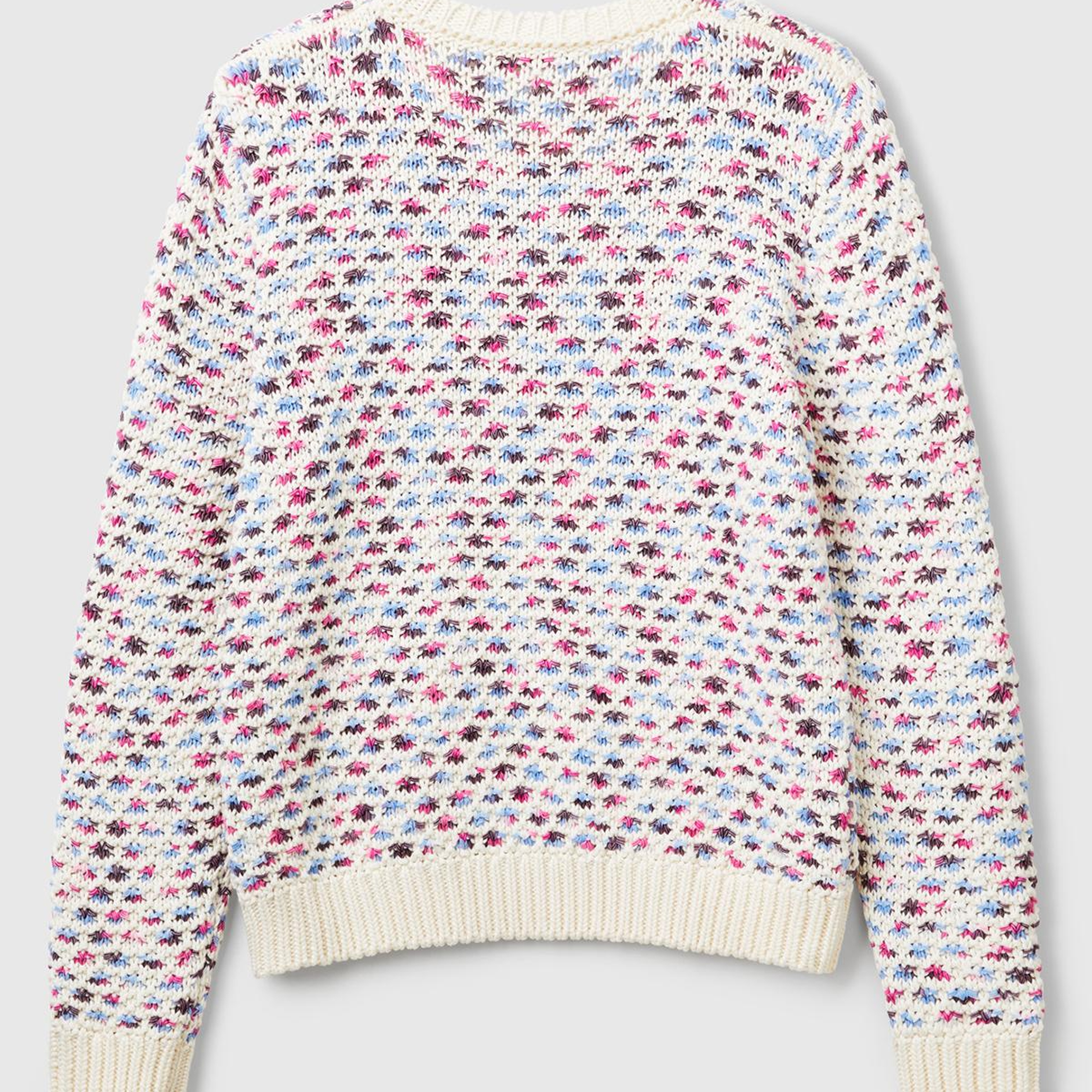 Kadın Pembe Mix Pamuk Karışımlı Jakarlı Nervür Detaylı Çift Taraflı Kazak