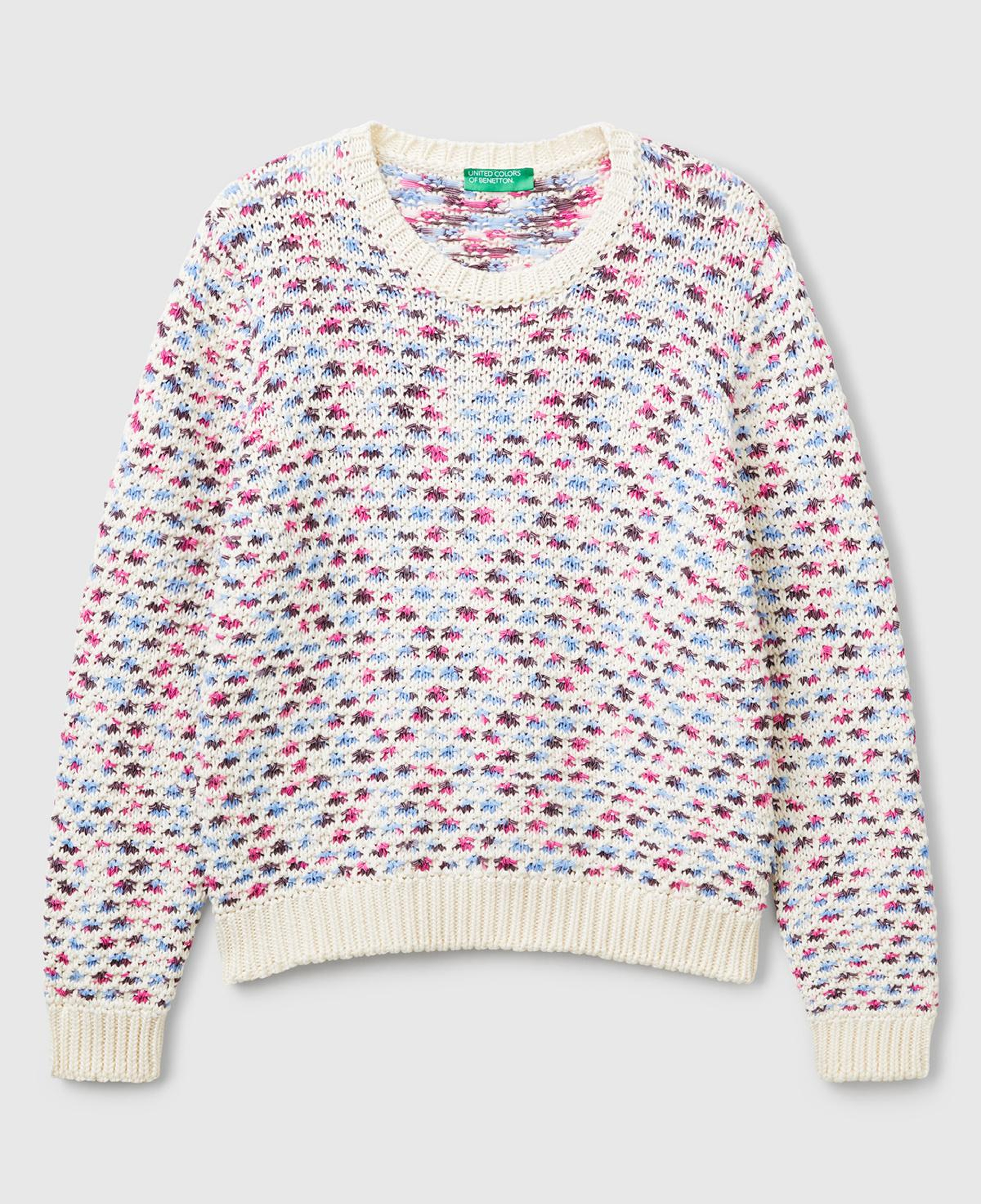 Kadın Pembe Mix Pamuk Karışımlı Jakarlı Nervür Detaylı Çift Taraflı Kazak