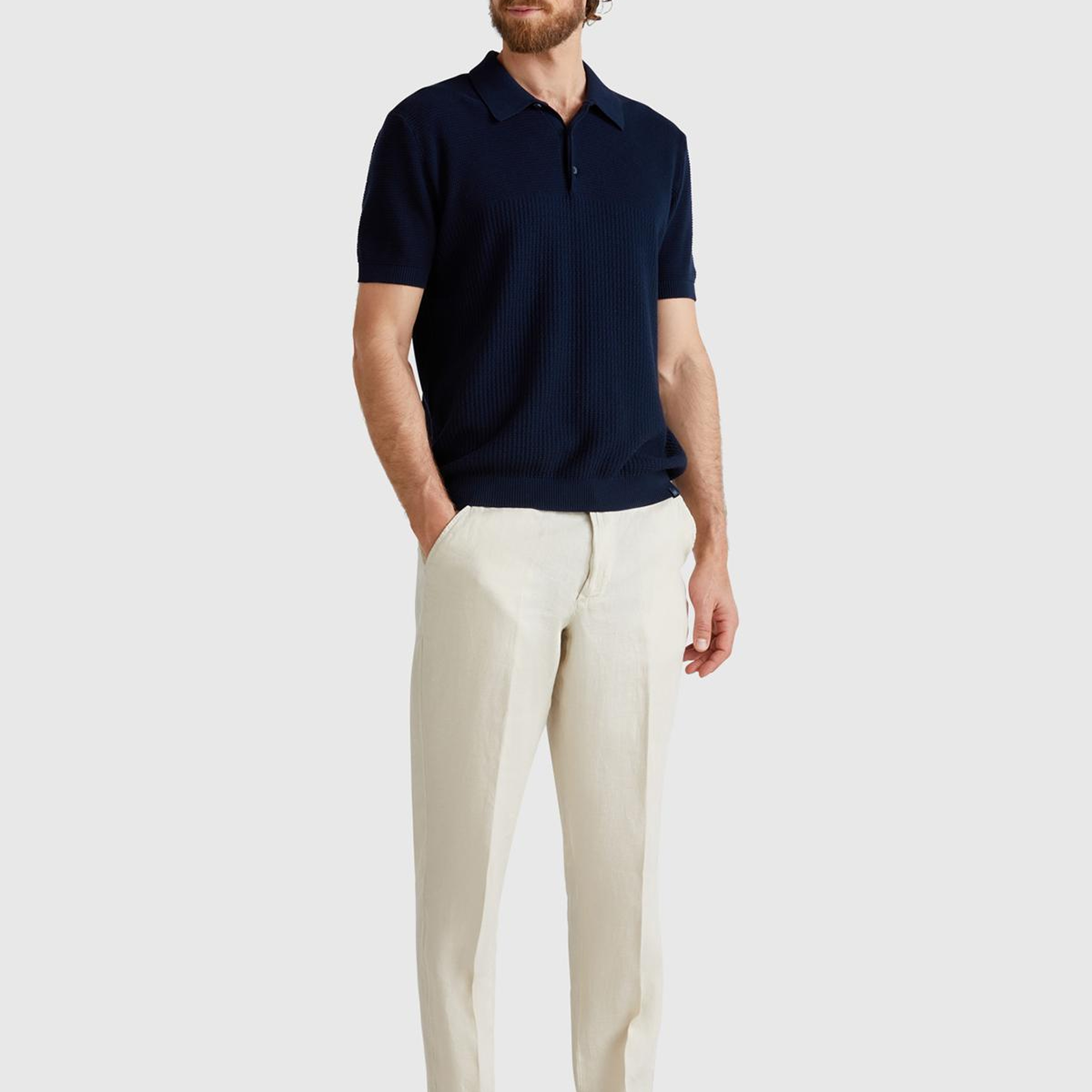 Erkek Lacivert %100 Koton Regular Fit Triko Polo T-Shirt