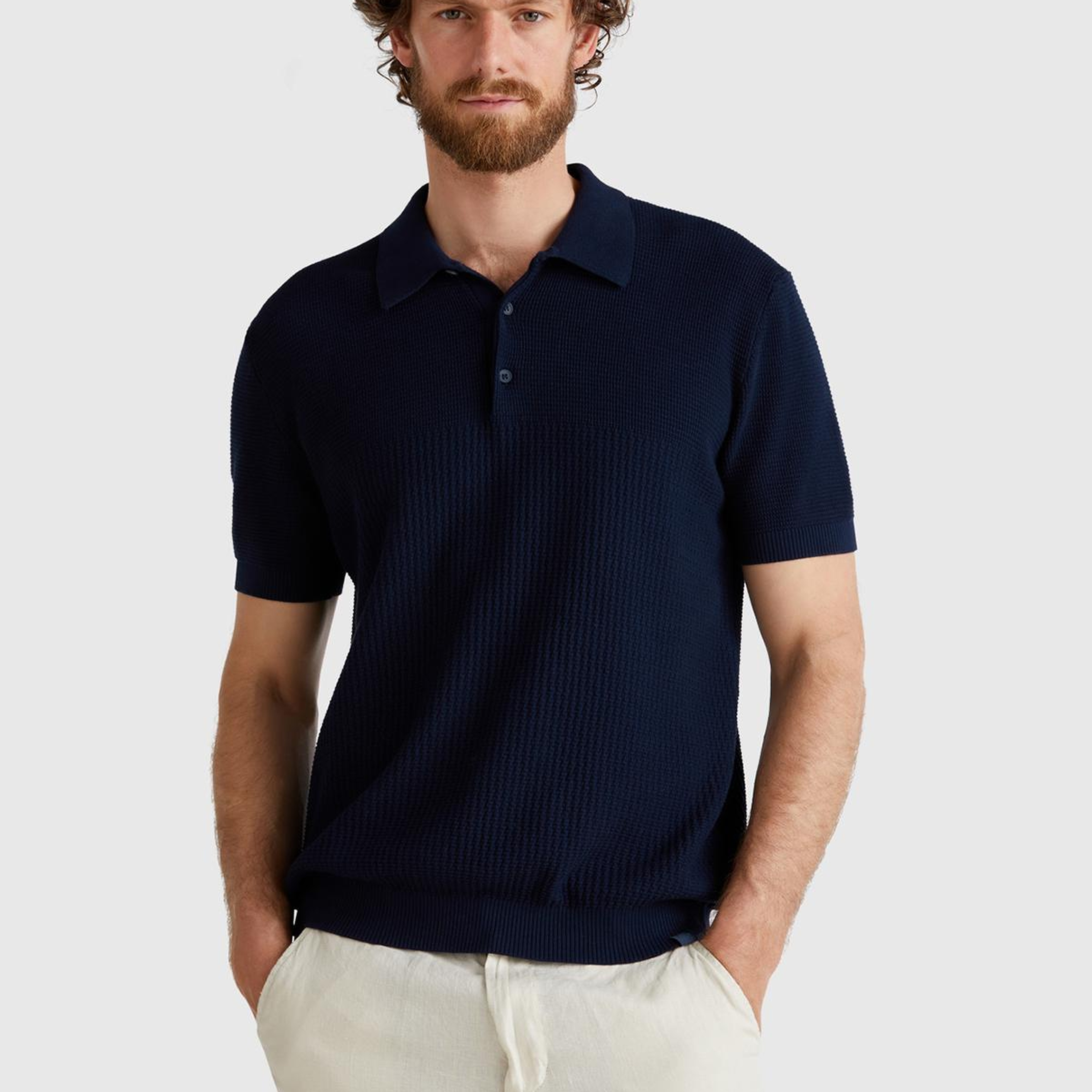 Erkek Lacivert %100 Koton Regular Fit Triko Polo T-Shirt