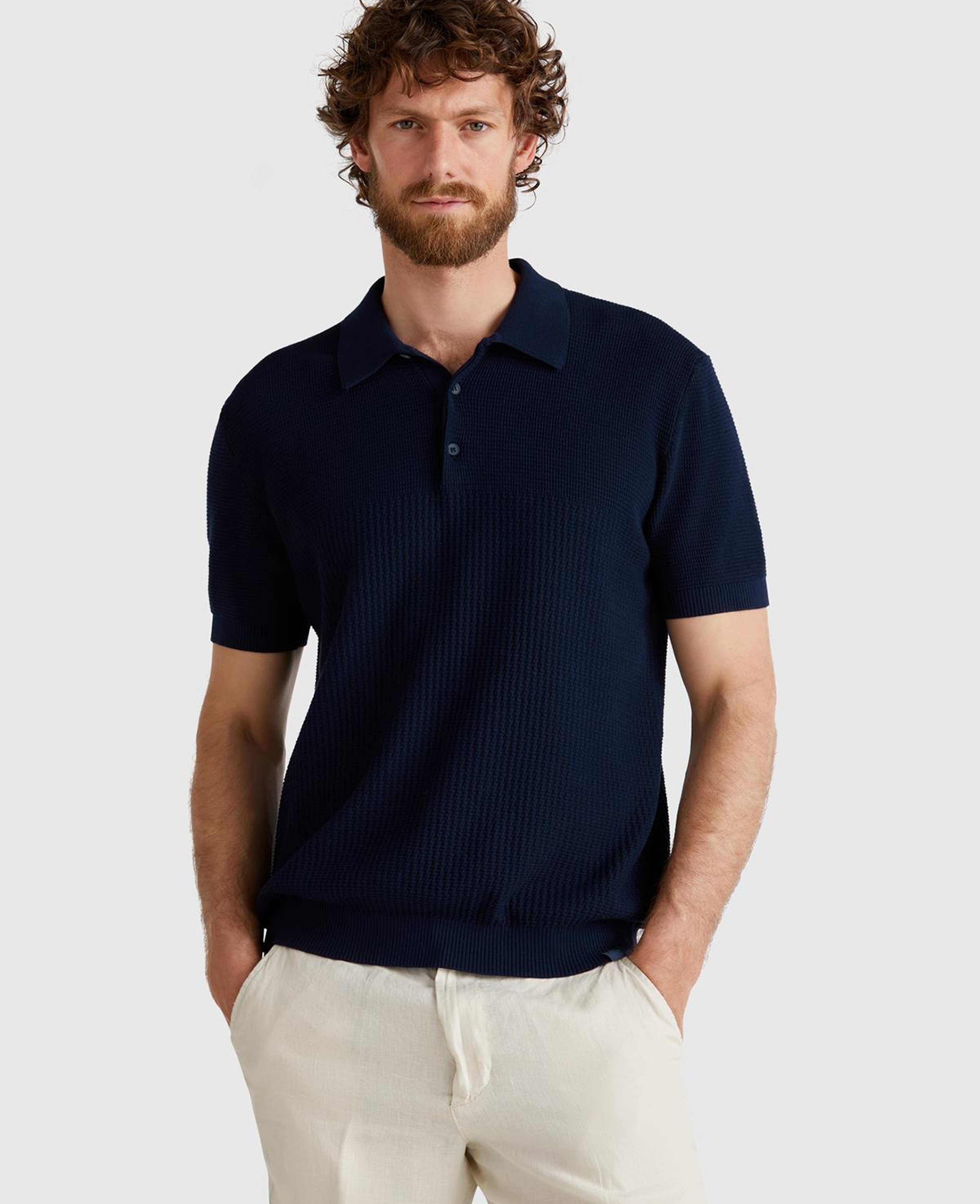 Erkek Lacivert %100 Koton Regular Fit Triko Polo T-Shirt