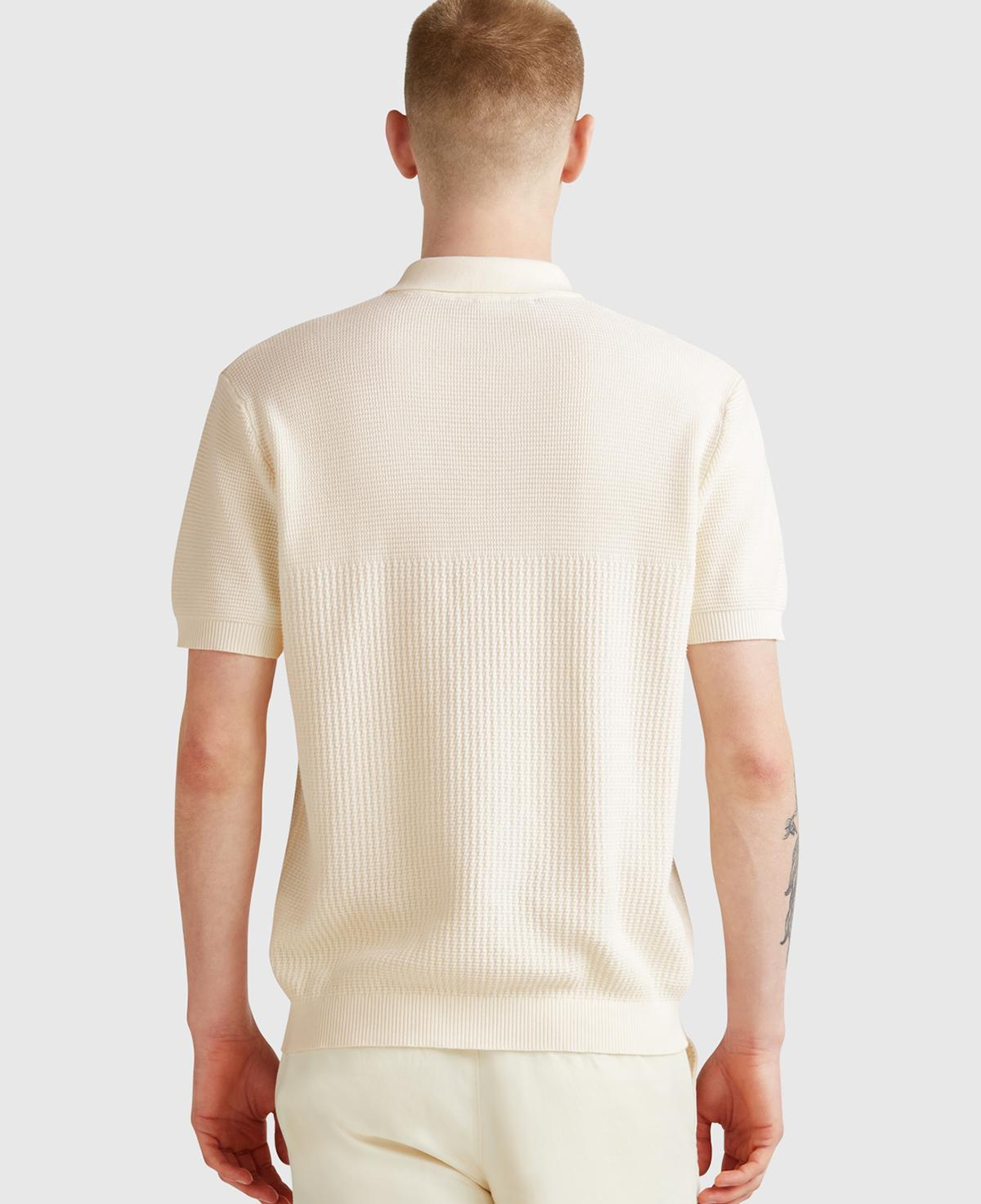 Erkek Krem %100 Koton Regular Fit Triko Polo T-Shirt