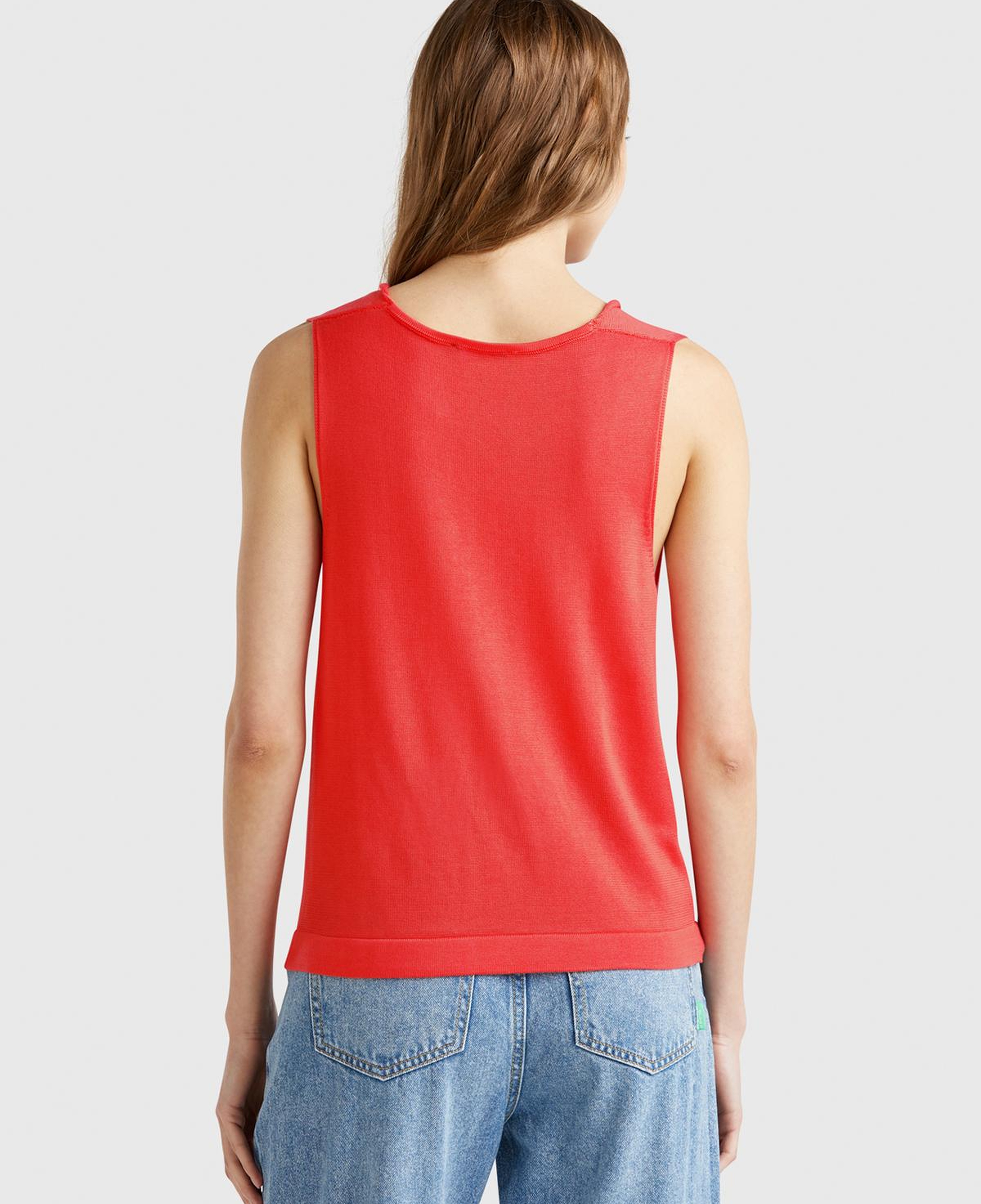 Kadın Turuncu %100 Liyosel Kolsuz Regular Fit Kazak